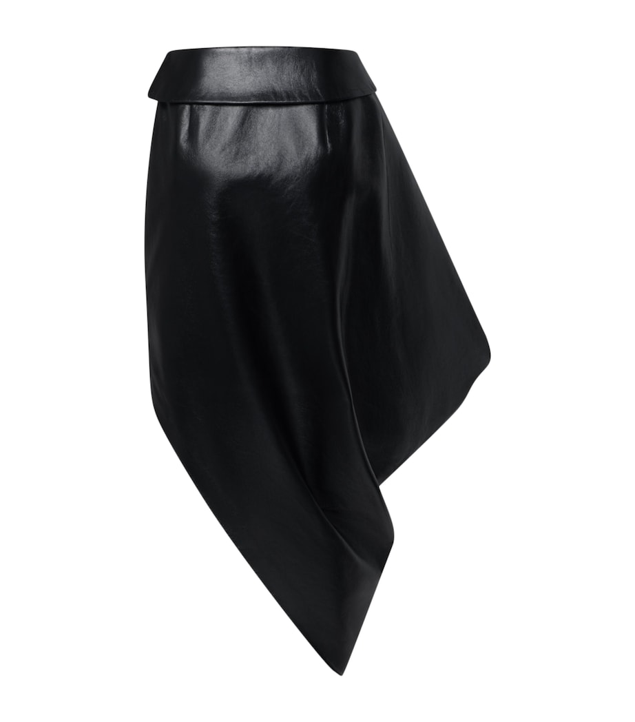 LOUIS VUITTON Womens Lambskin Asymmetric Midi Skirt Black Image 3