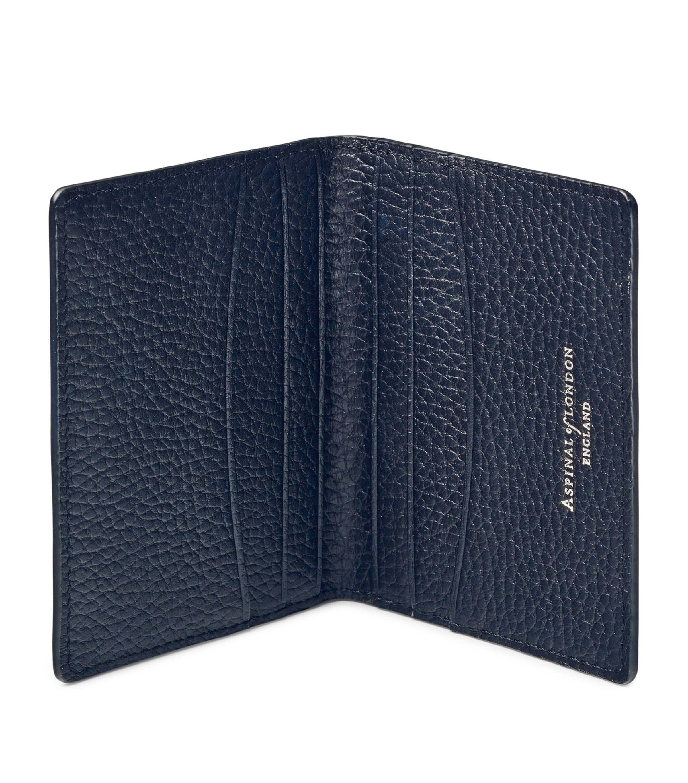 Leather Folded Card Holder NAVY Image 3