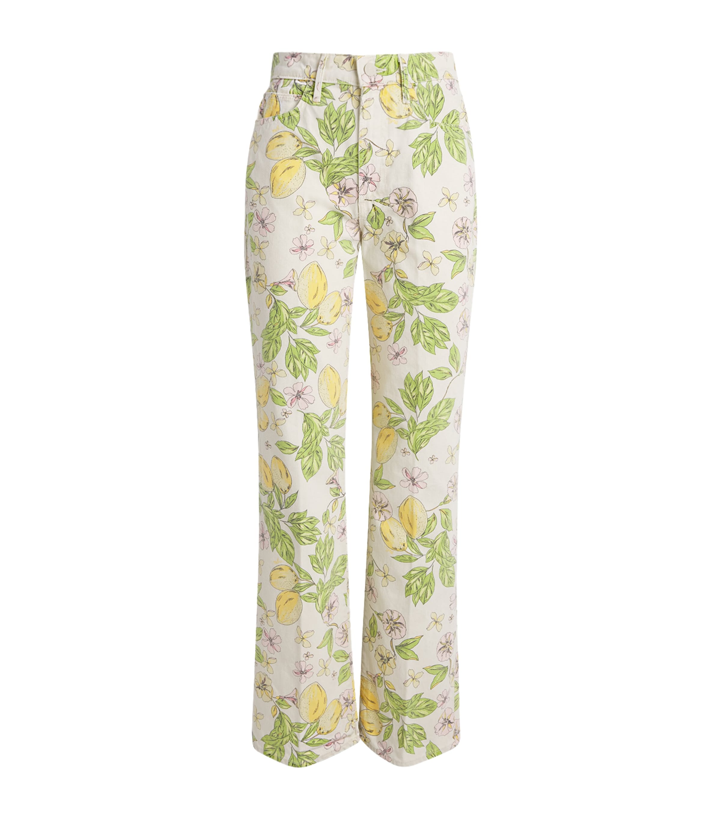 MOTHER Womens Printed The Kick It Straight Jeans Lms Lemonade St Image 1