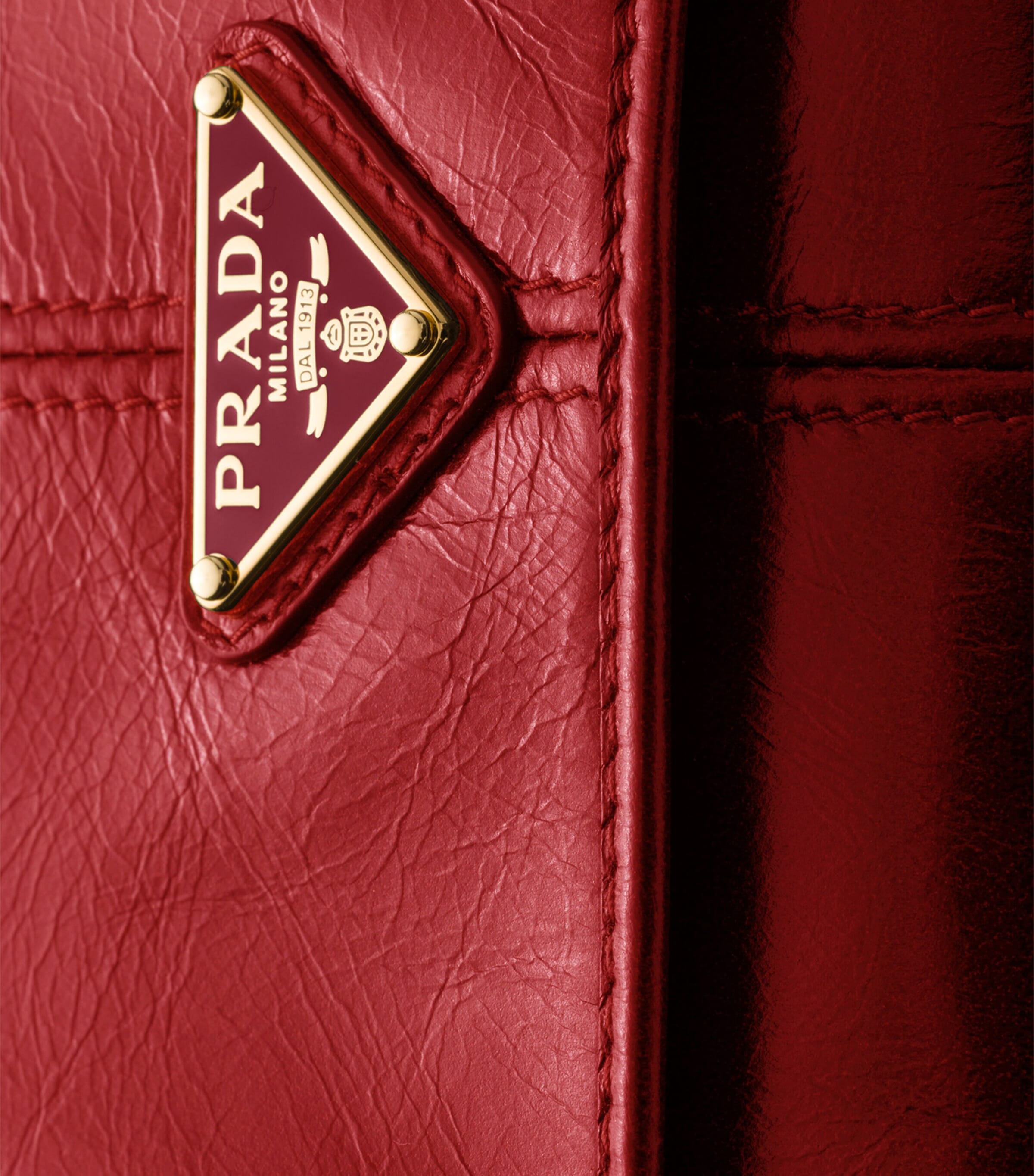 Prada Leather Wallet with Shoulder Strap Red Image 6