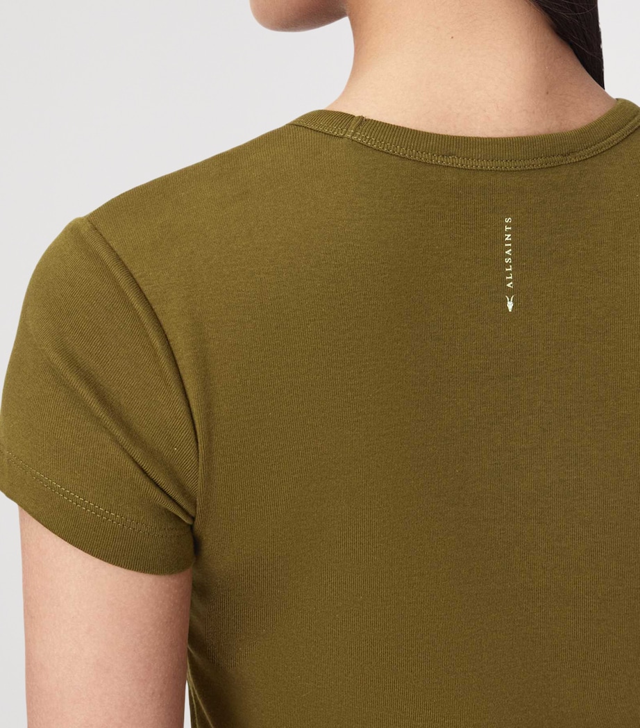 AllSaints Womens Organic Cotton Stevie T-Shirt Khaki Green Image 6