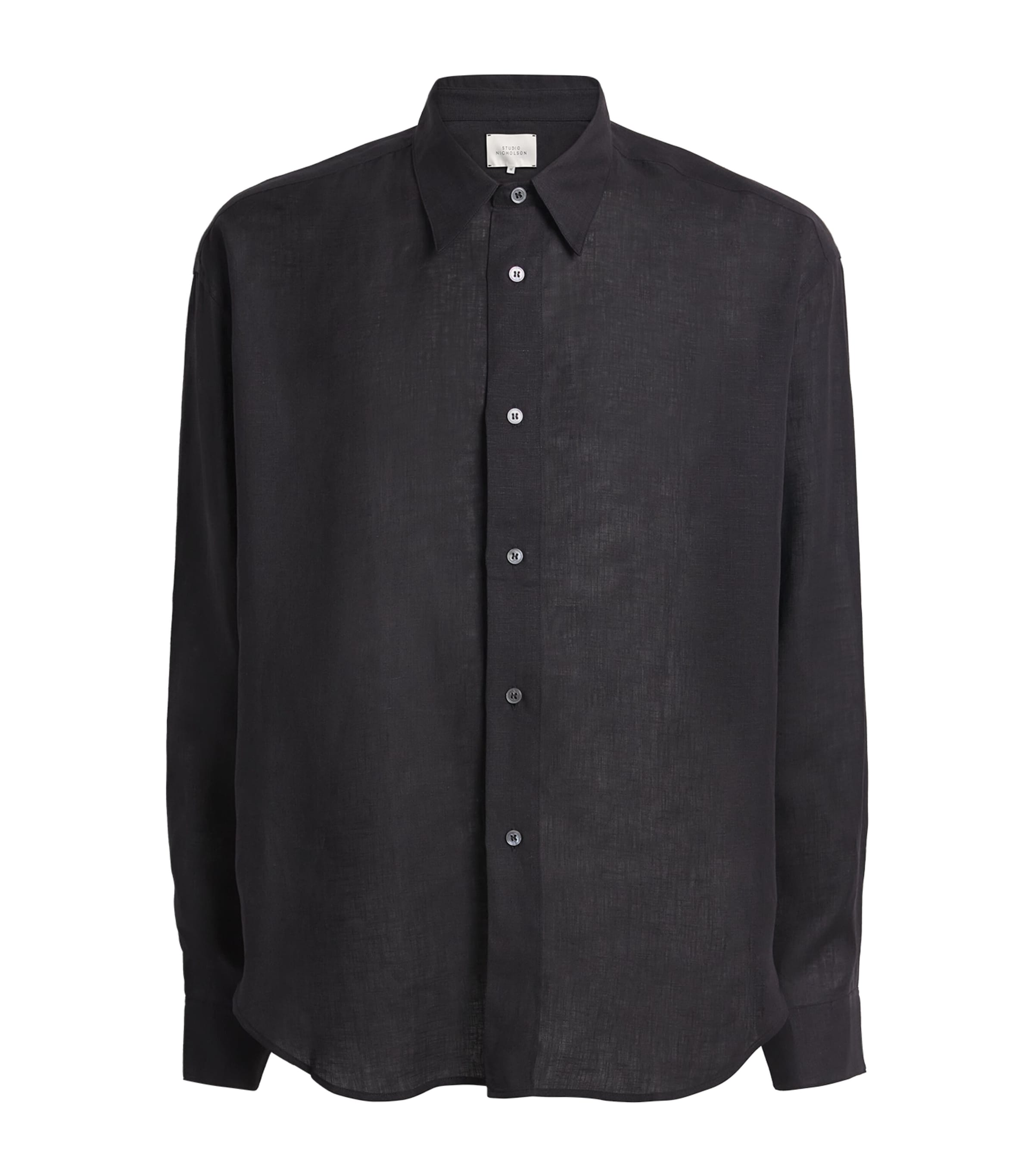 Studio Nicholson Mens Linen Rafe Shirt Darkest Navy Image 1