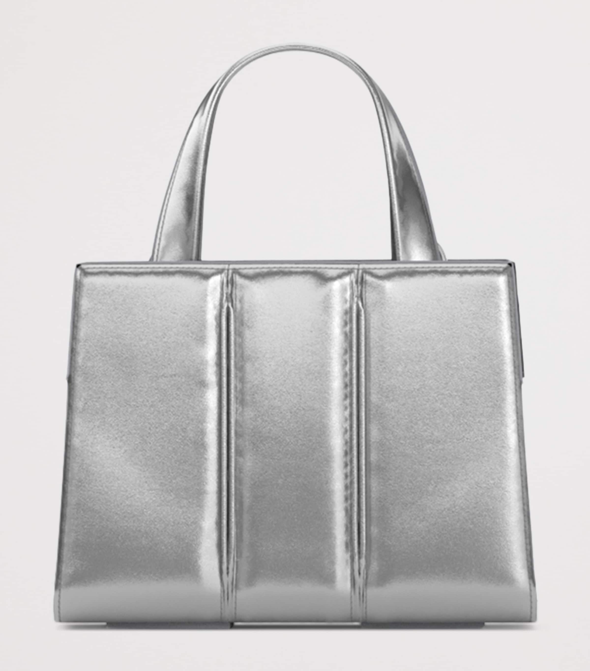 Max Mara Metallic Leather Whitney Bag 2 Top-Handle Bag Silver Image 3