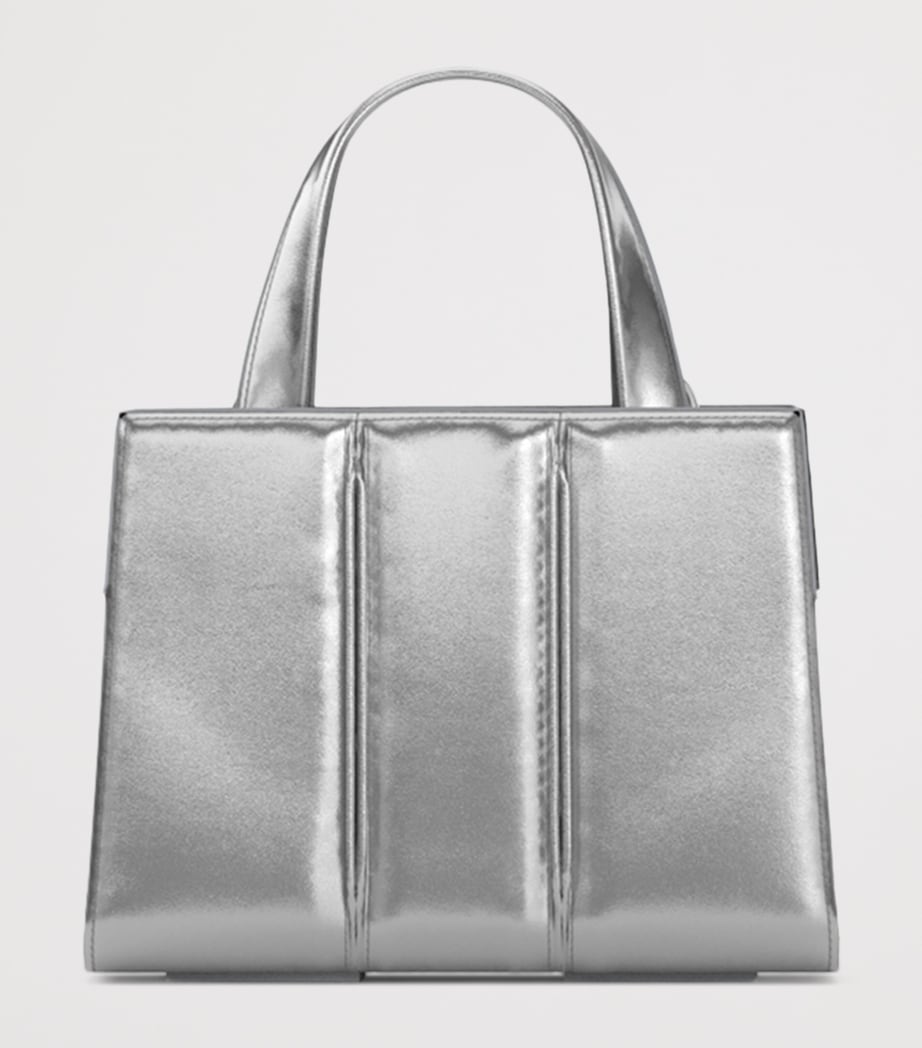 Max Mara Metallic Leather Whitney Bag 2 Top-Handle Bag Silver Image 3