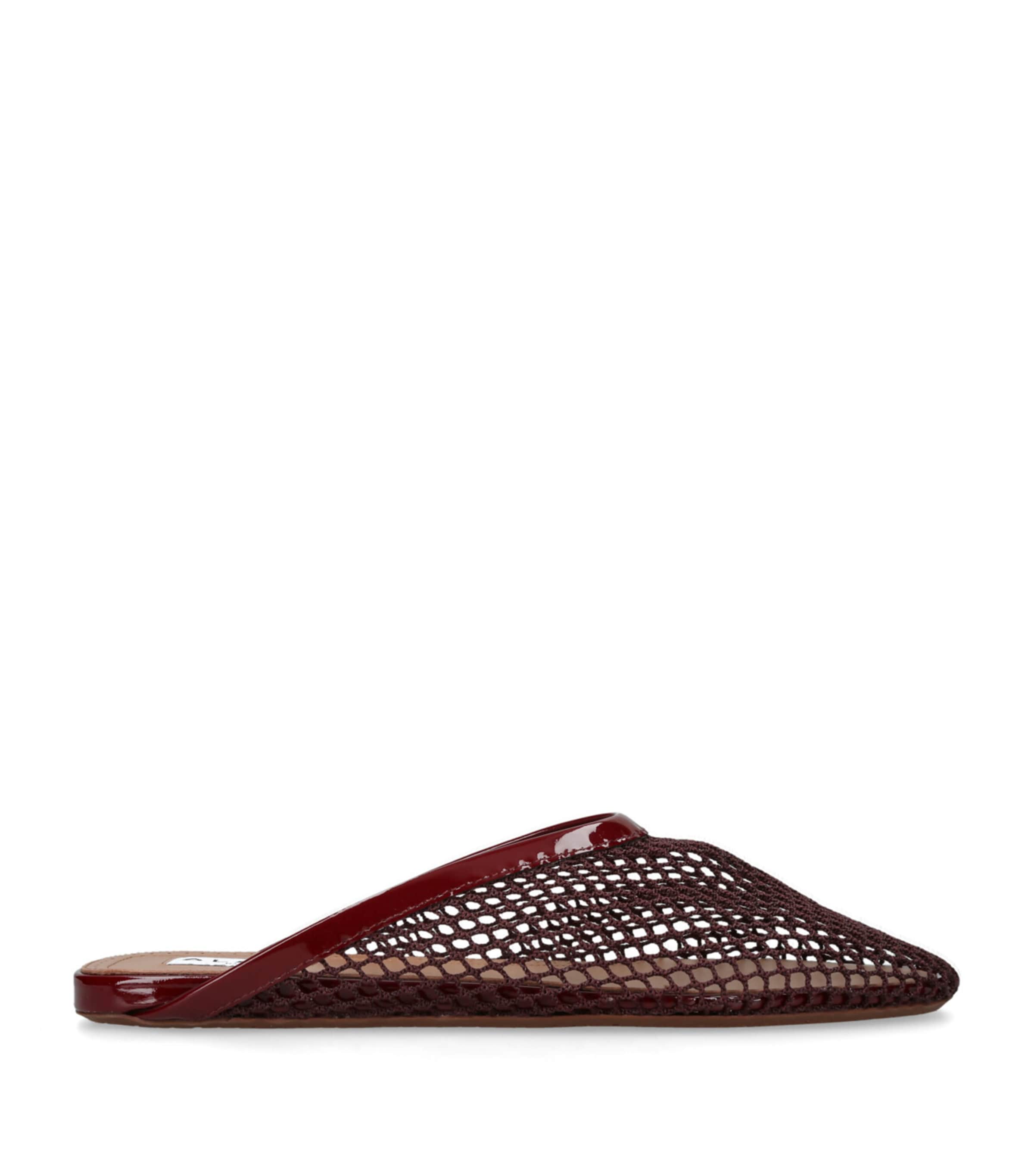 Alaïa Fishnet Mules In Burgundy