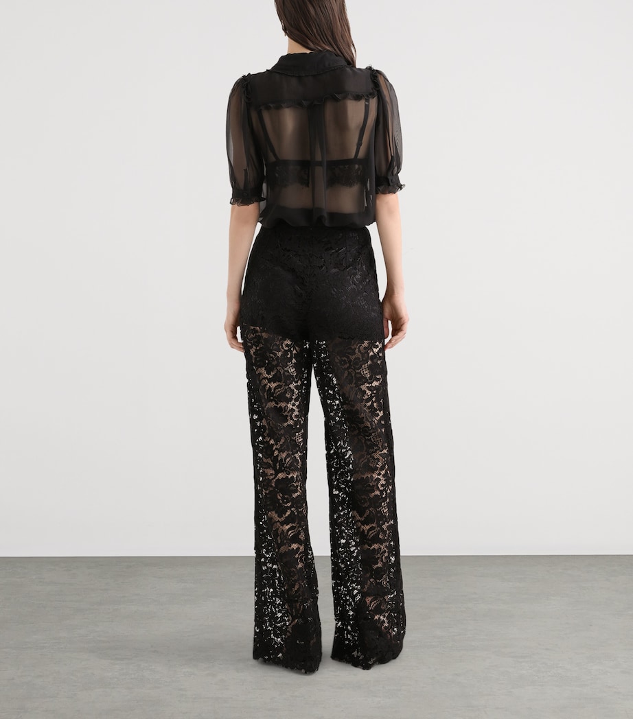 Dolce&Gabbana Womens Lace Wide-Leg Trousers Blac Image 3