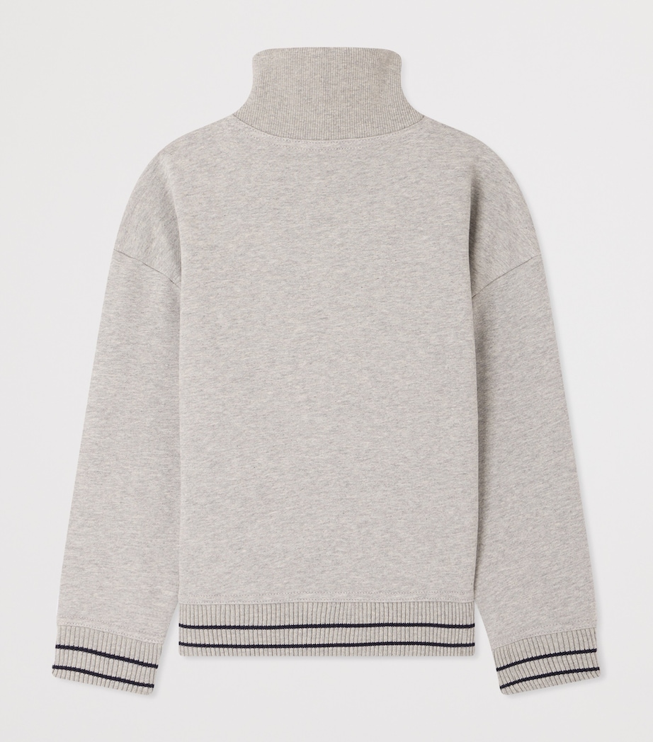 Bonpoint Cotton Quarter-Zip Sweatshirt (4-8 Years) Gris Chine C. Image 2