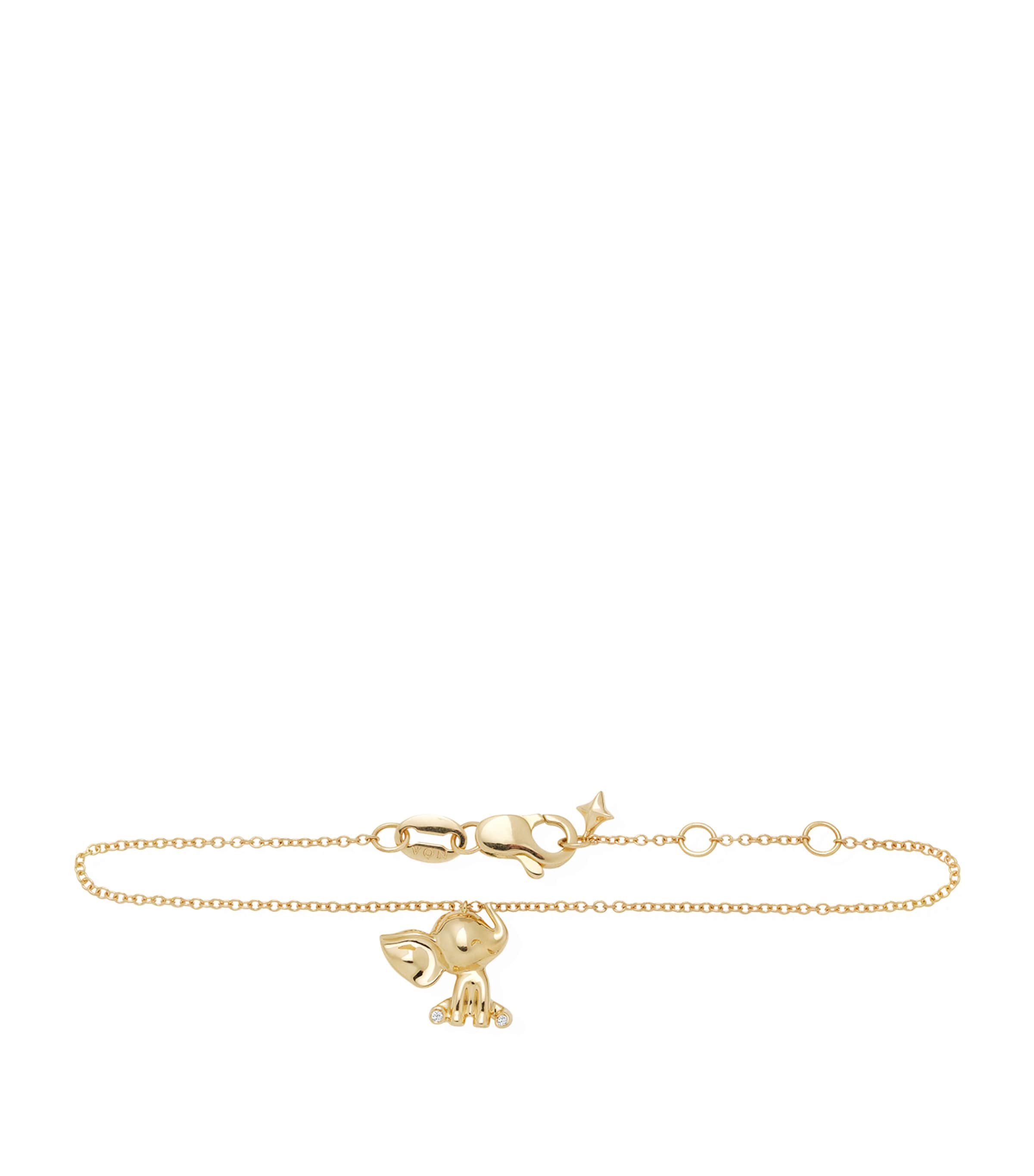 Noa Mini Yellow Gold And Diamond Elephant Bracelet In Yellow