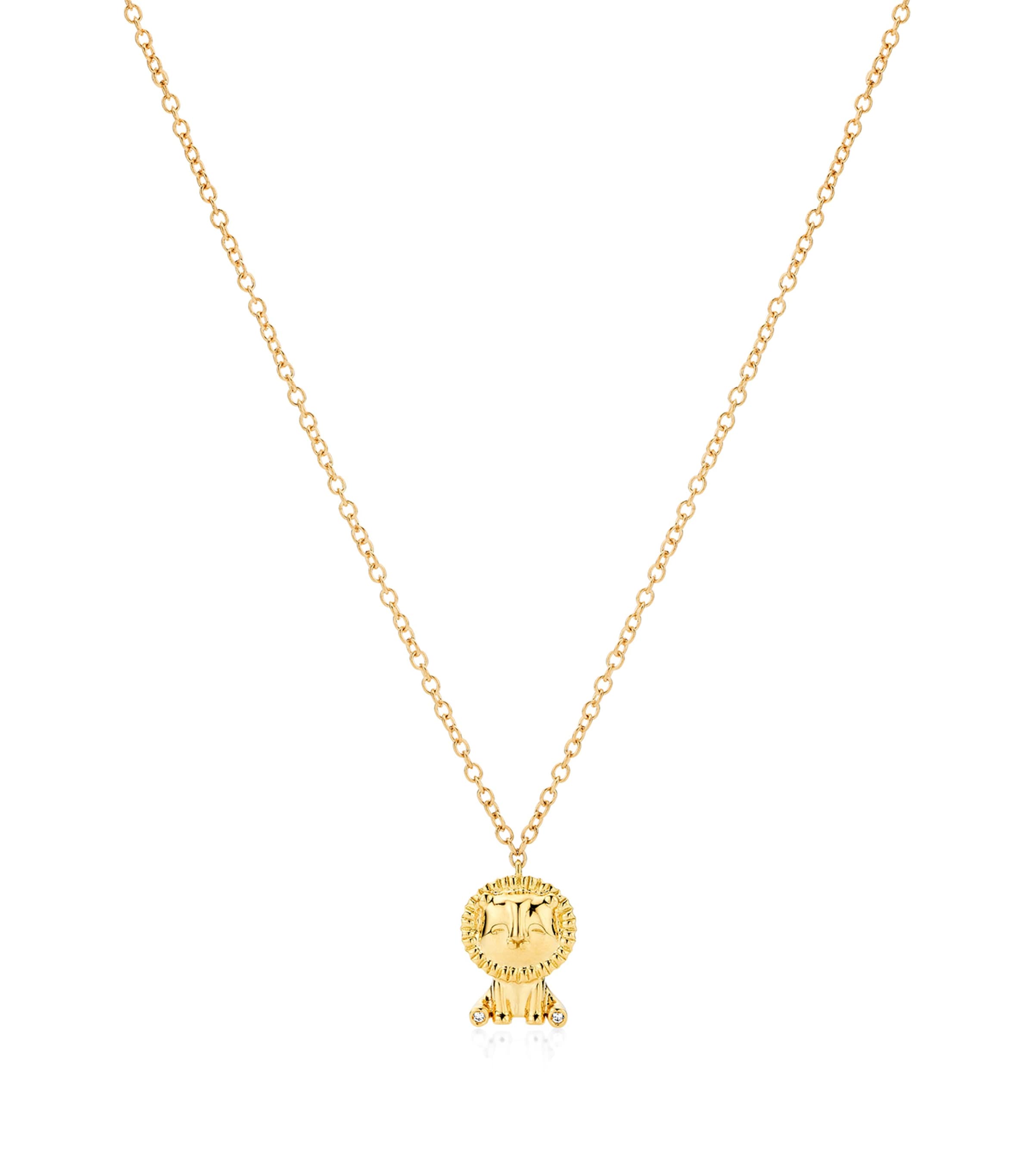 Noa Mini Yellow Gold And Diamond Lion Necklace In Yellow