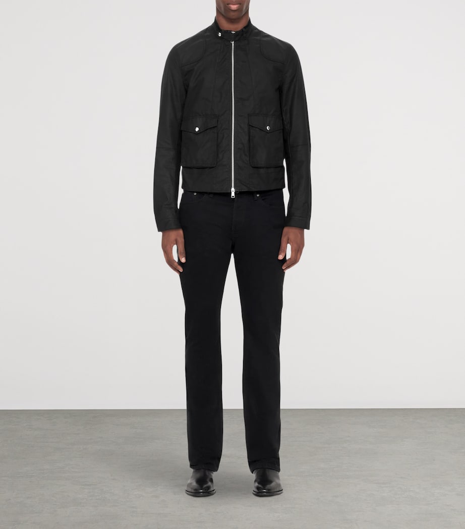 AllSaints Mens Waxed Cotton Kirk Jacket Washed Black Image 2