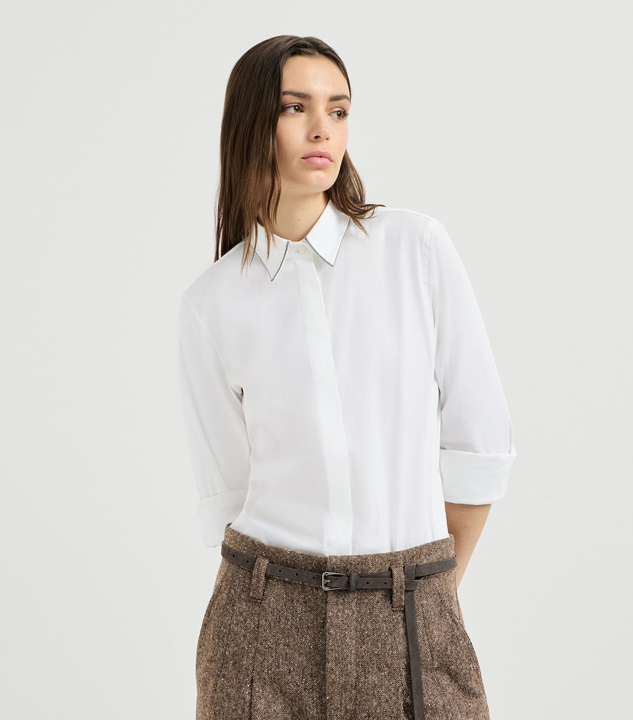Brunello Cucinelli Womens Stretch-Cotton Poplin Monili Shirt Image 4