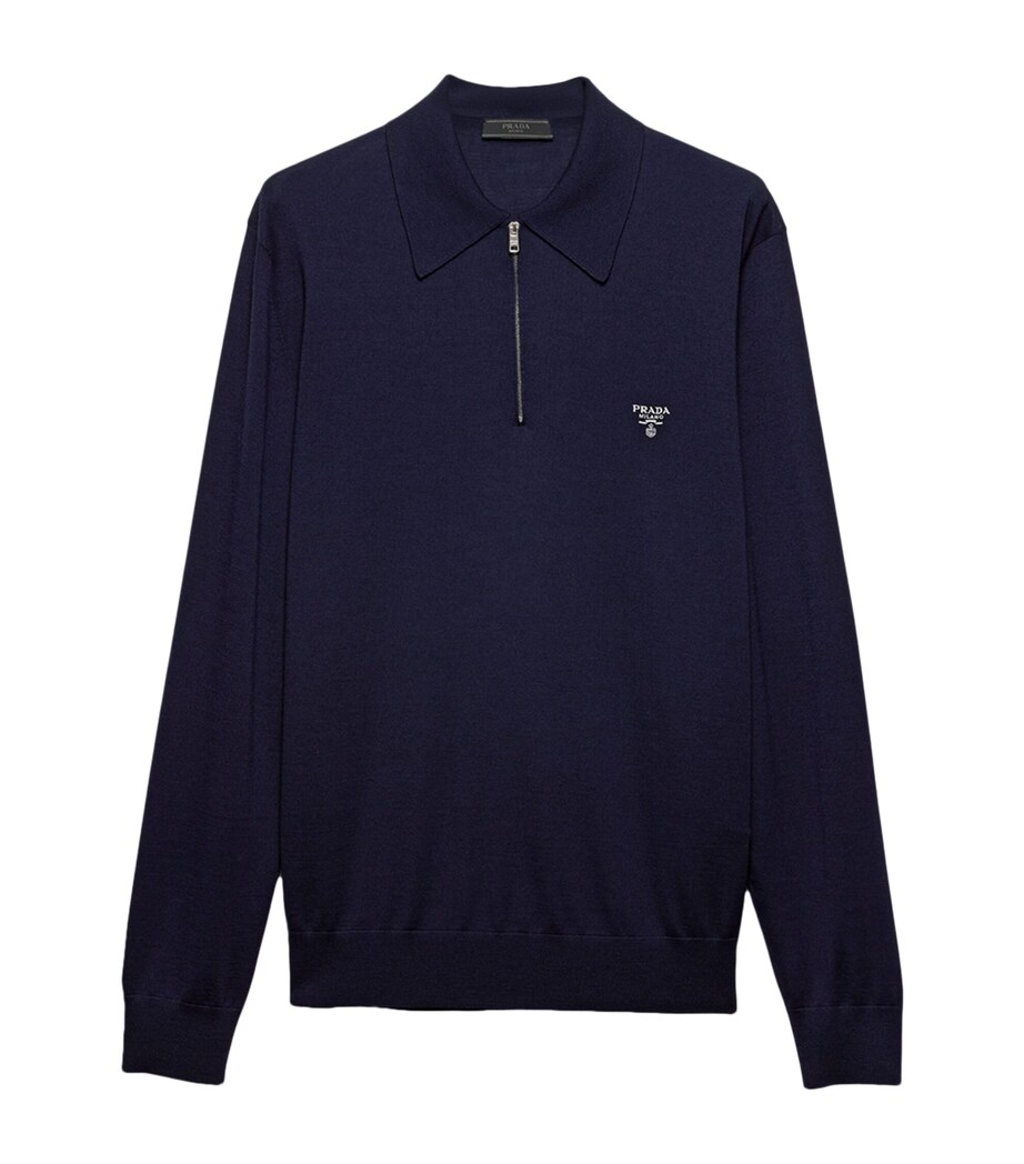 Prada Mens Wool Logo Polo Shirt Image 1