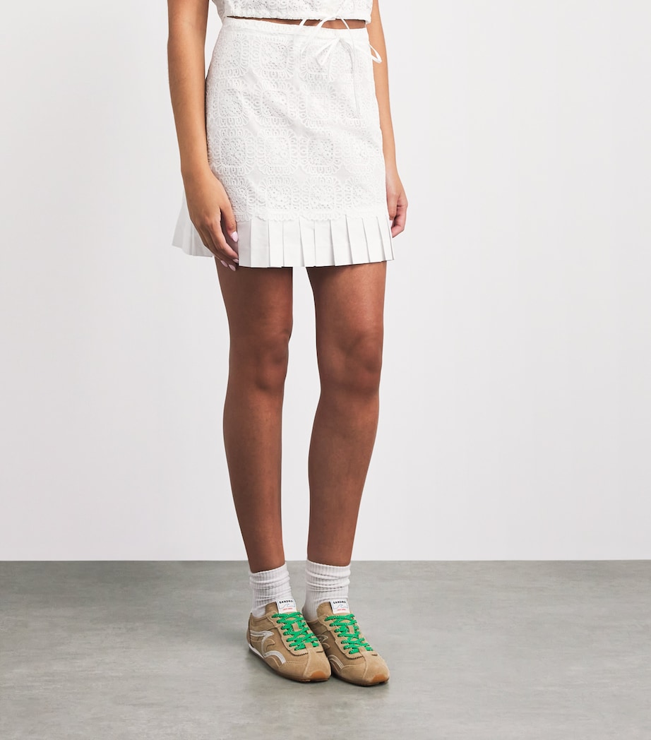 Claudie Pierlot Womens Lace Pleated Mini Skirt White Image 4