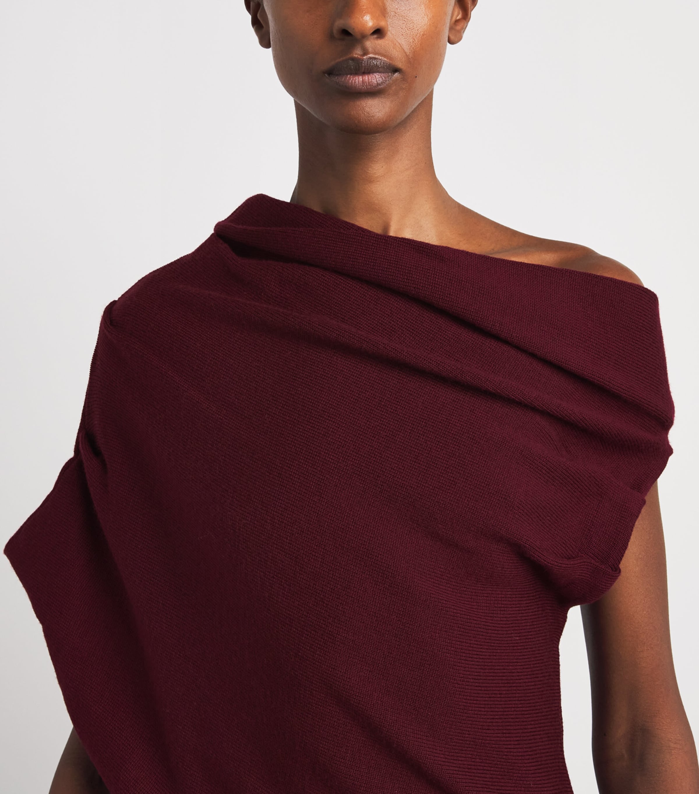 STAUD Womens Merino Asymmetric Mabel Sweater Pnt Pinot Image 3