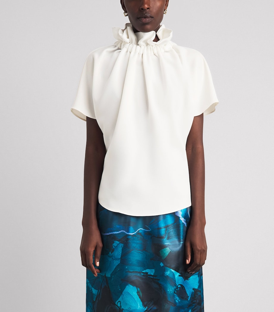 Edeline Lee Womens Ruff Blouse Ivory Image 4