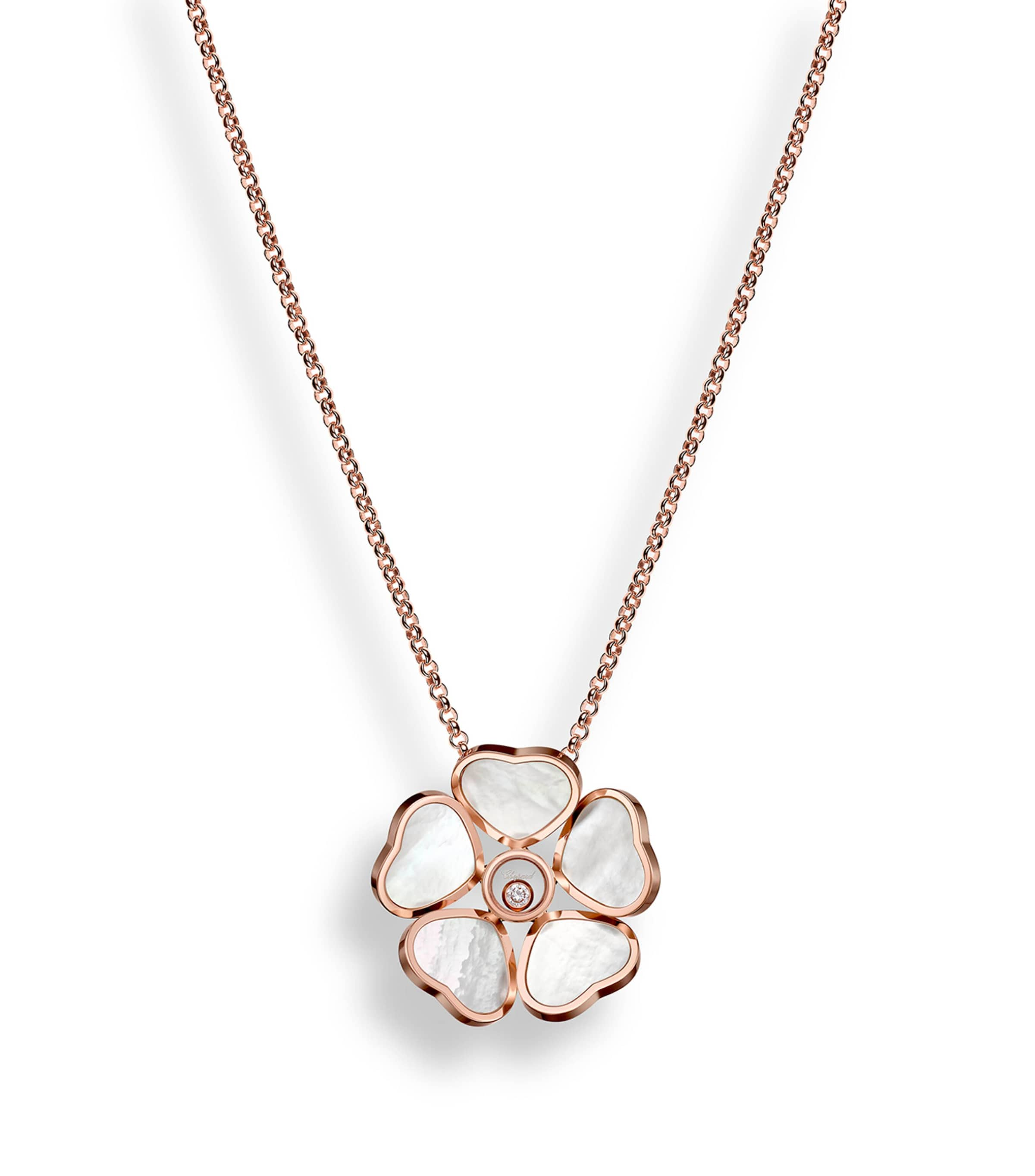 Chopard Rose Gold And Diamond Happy Heart Flower Pendant