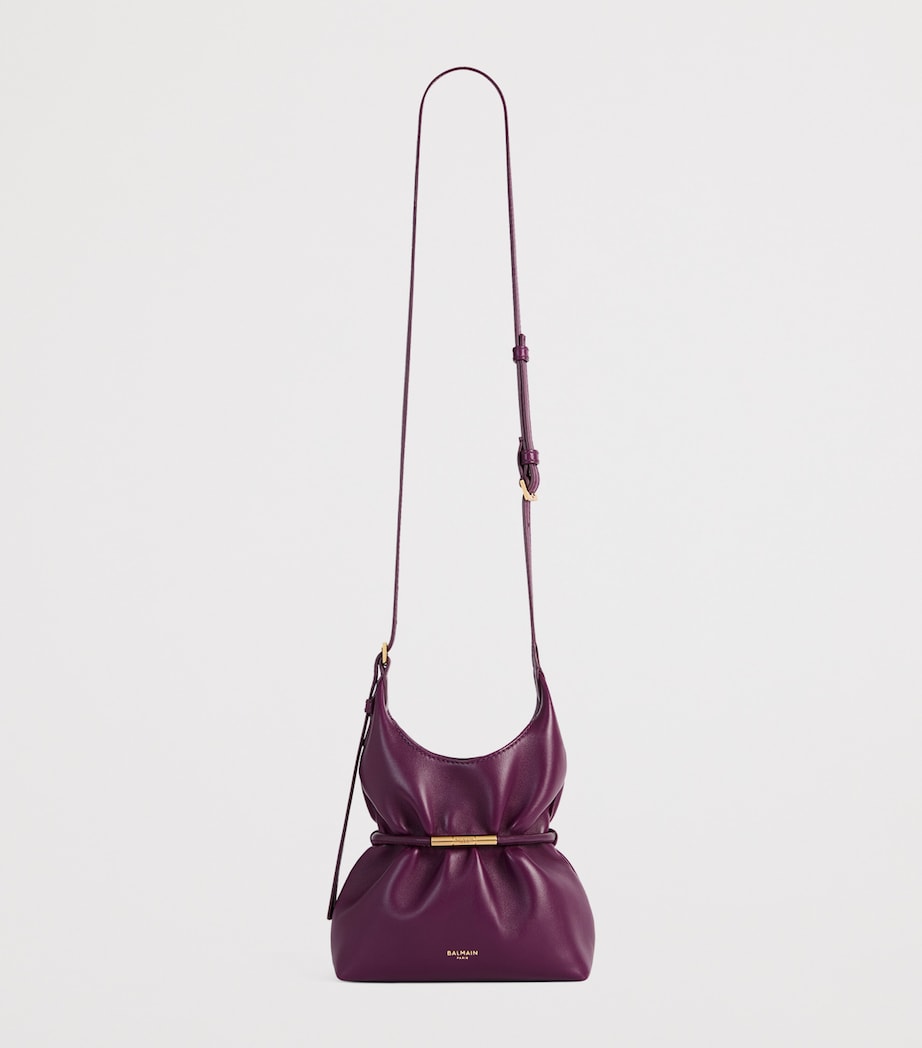 Balmain Mini Lambskin Sphynx Top-Handle Bag Merlot Image 7