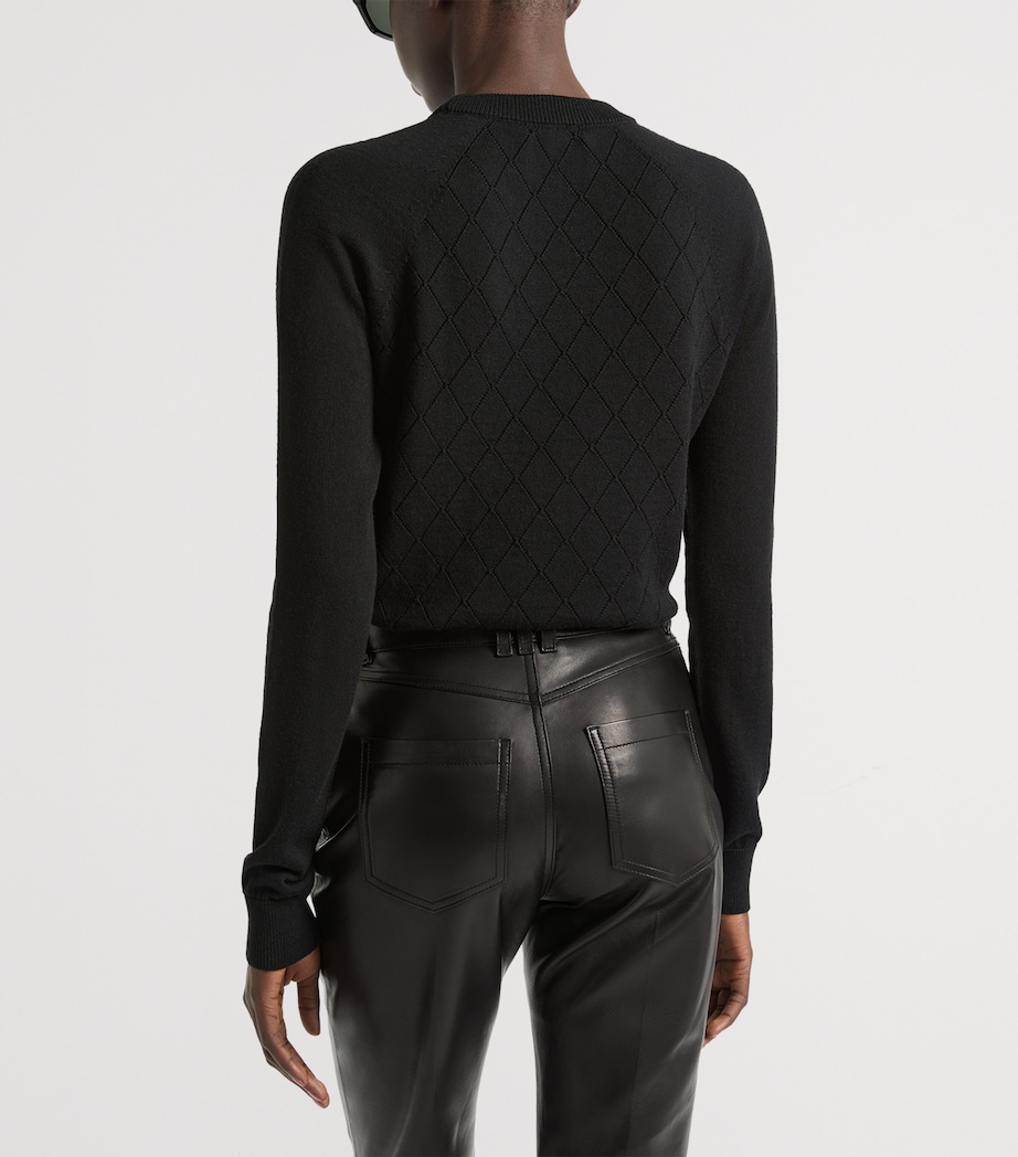 Balmain Womens Merino Wool Button-Detail Sweater Noir Image 4