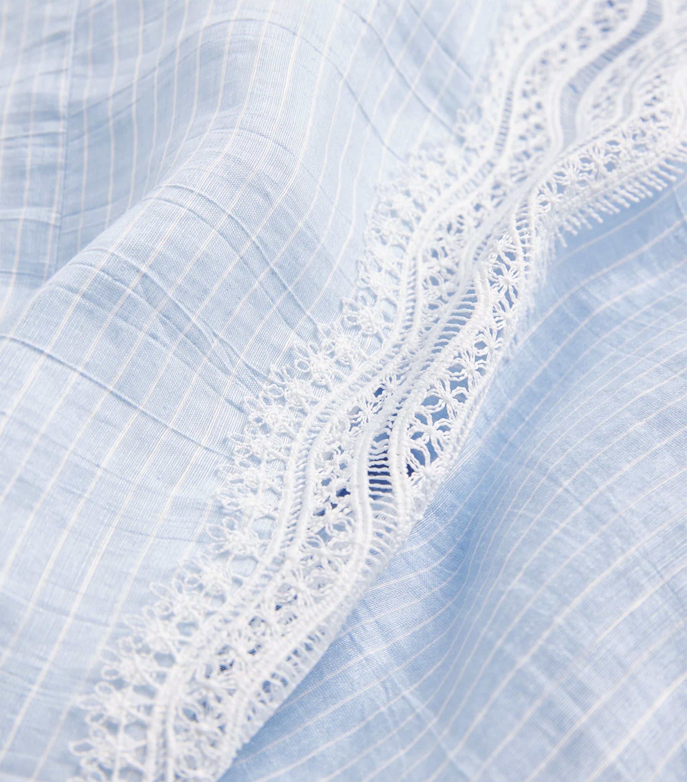 Sandro Paris Womens Lace-Panel Midi Dress Ciel / Blanc Image 6