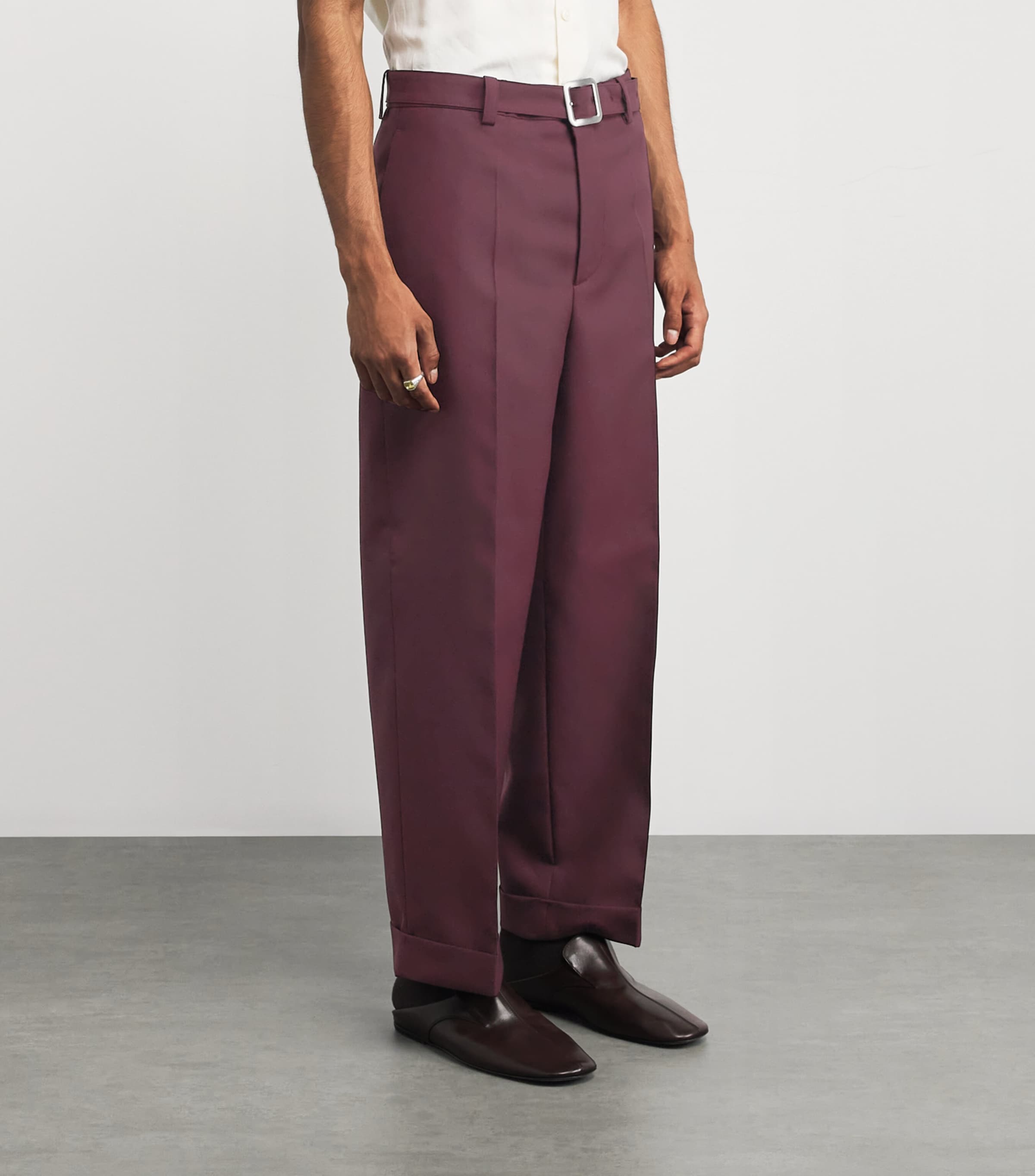 パンツ JIL SANDER STRAIGHT WIDE LEG TROUSERS 48 Jil Sander high-waist Wool wide-leg Trousers | Black | FARFETCH