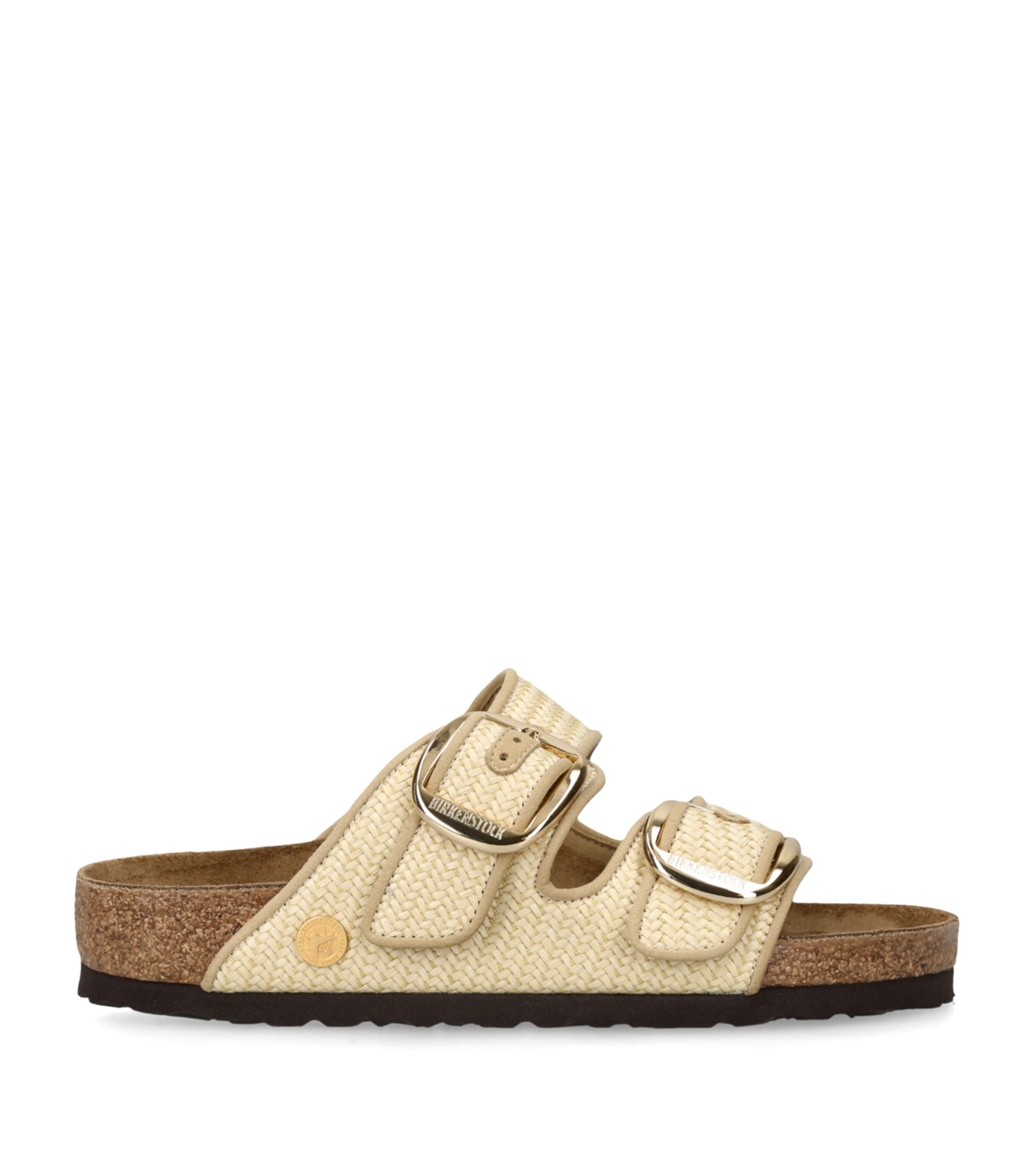 Birkenstock Rafia Arizona Big Buckle Sandals In Neutral