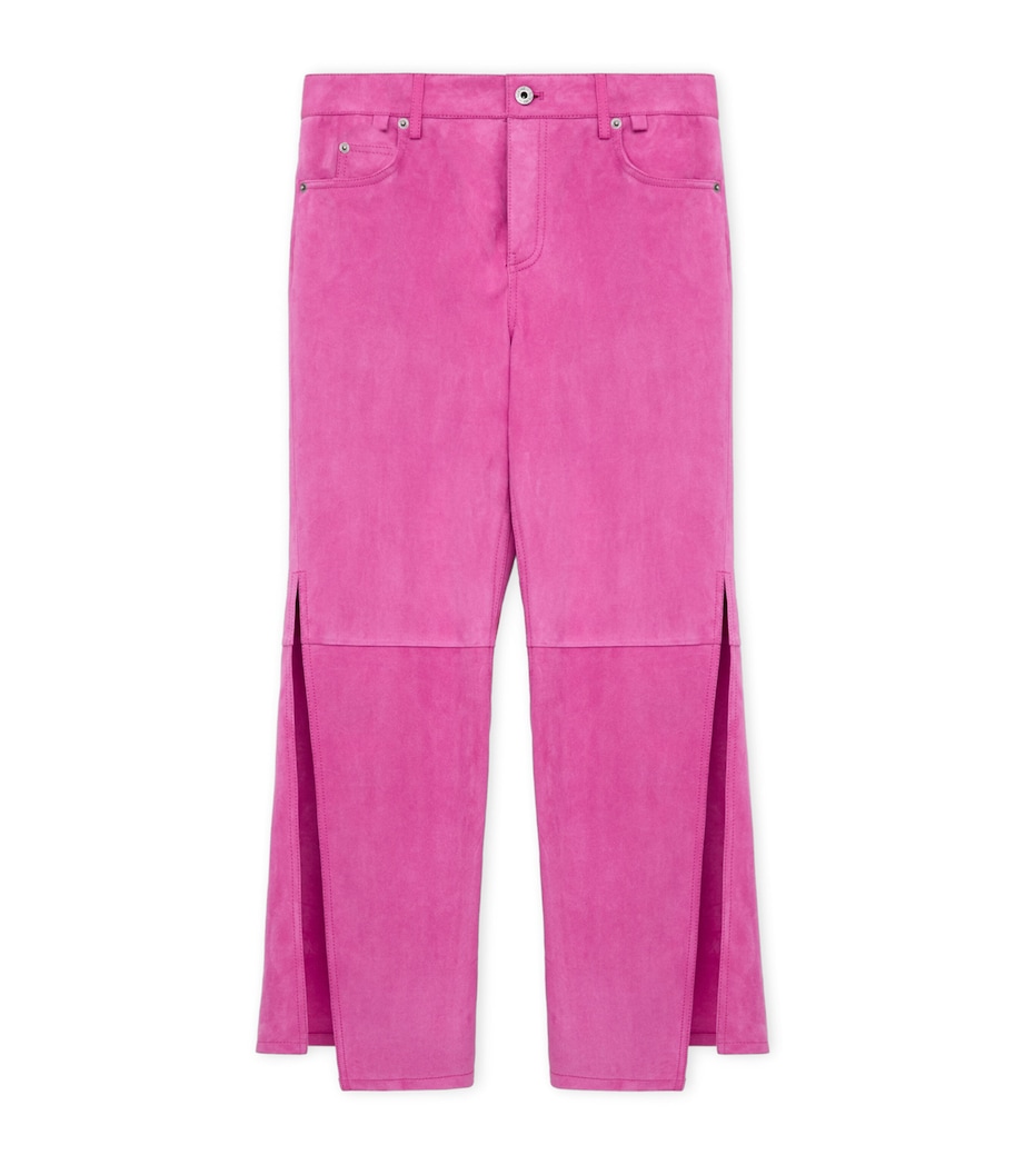 LOEWE Womens x Paula's Ibiza Suede Split-Leg Flared Trousers Pink Image 1