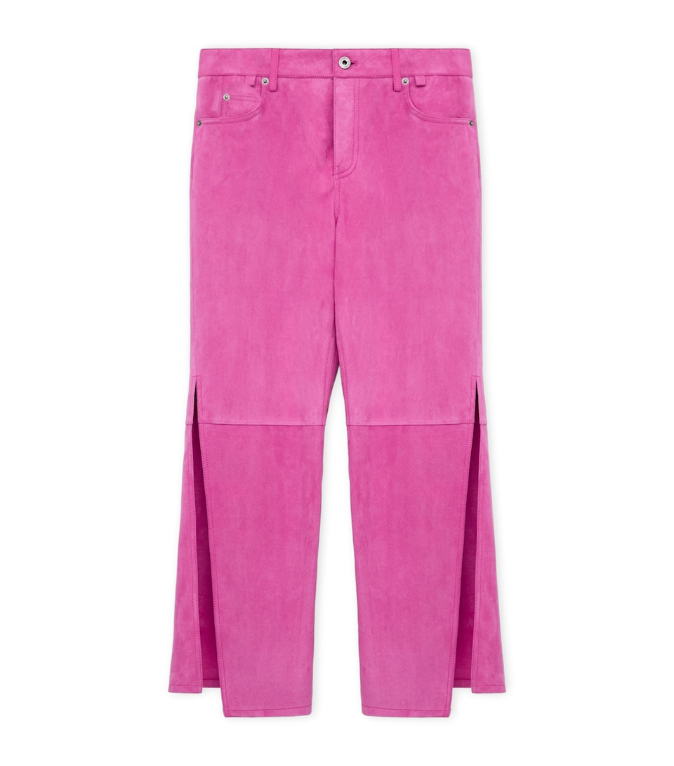 LOEWE x Paula's Ibiza Suede Split-Leg Flared Trousers Pink