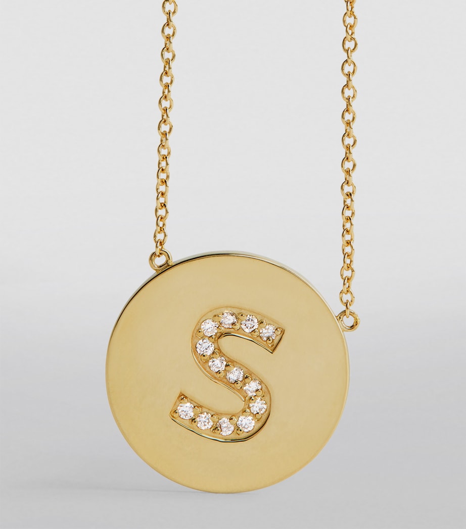 Yellow Gold and Diamond Alphabet S Necklace YELLOW GOLD Image 5