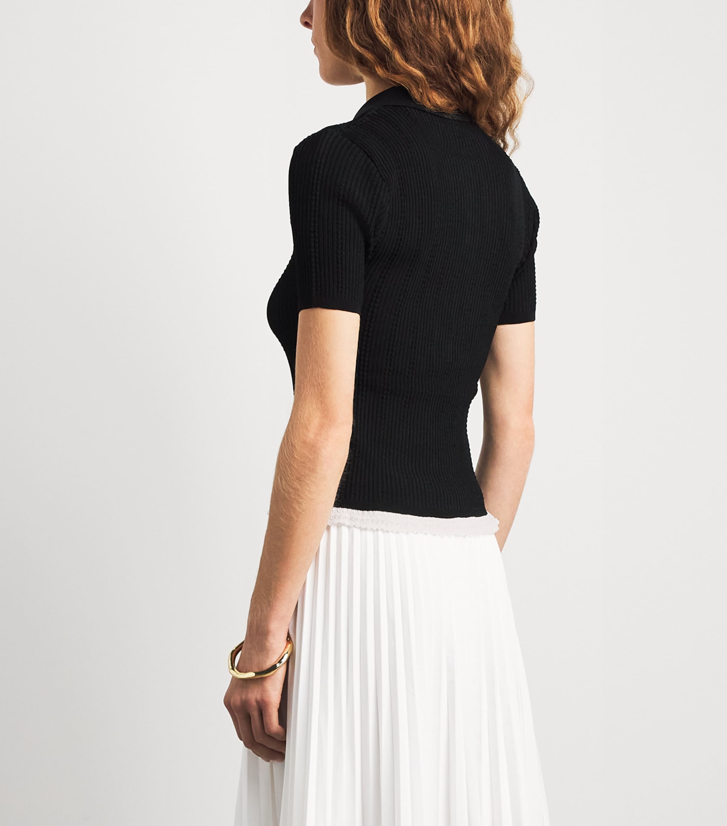 Sandro Paris Womens Knit Slim Polo Shirt Black Image 5