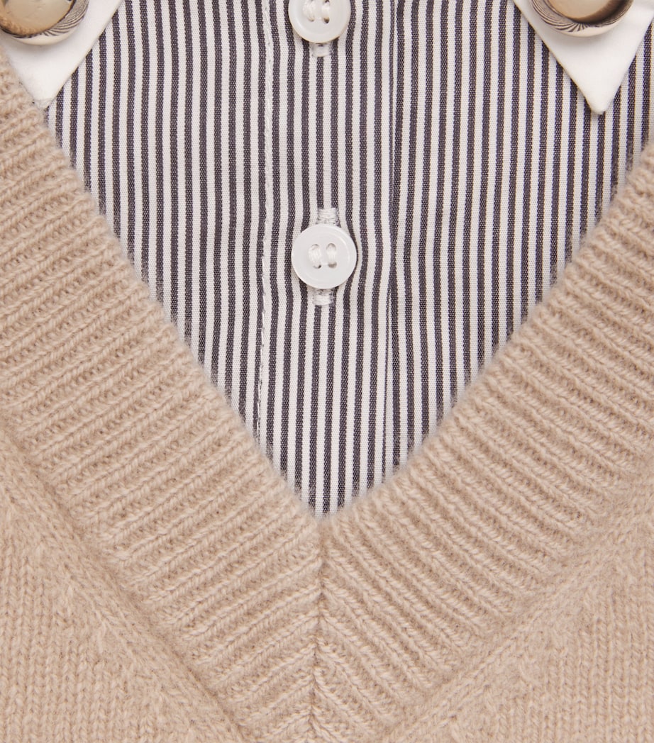 Wool Collar-Insert Sweater BEIGE Image 5
