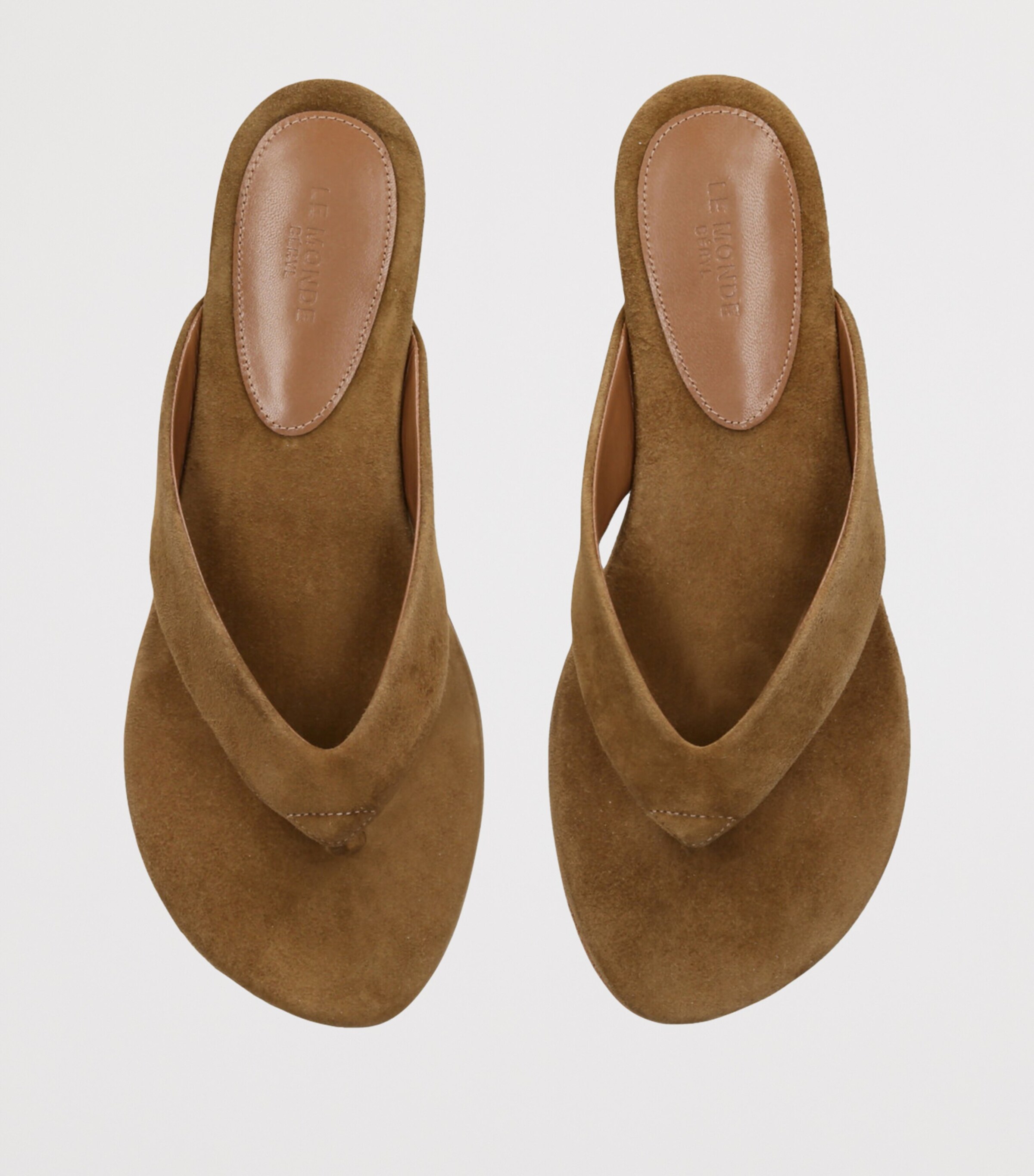 Le Monde Beryl Suede Flip Flops Taupe Image 4