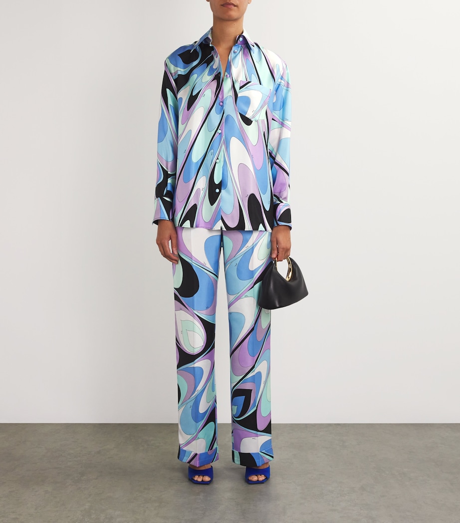 PUCCI Womens Silk Straight Tailored Trousers Celeste Image 2