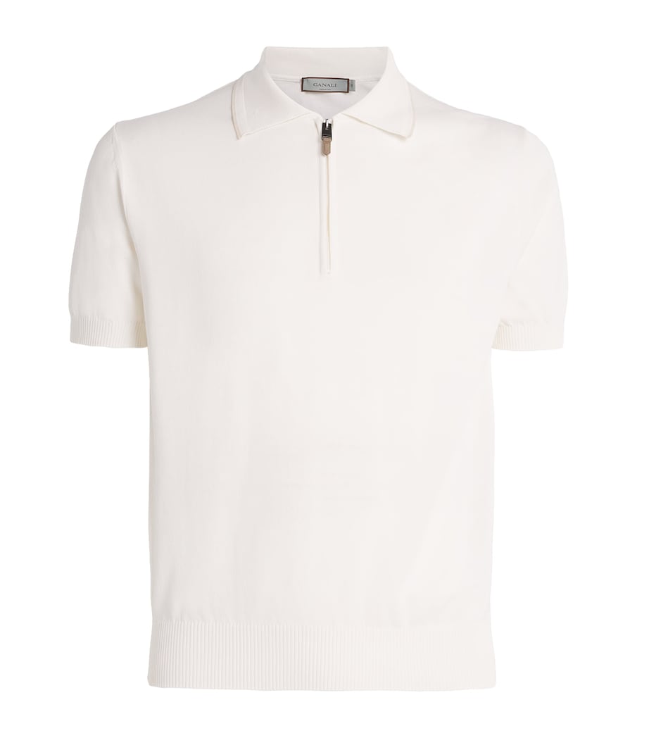 Cotton Zipped Polo Shirt 1 Image 1