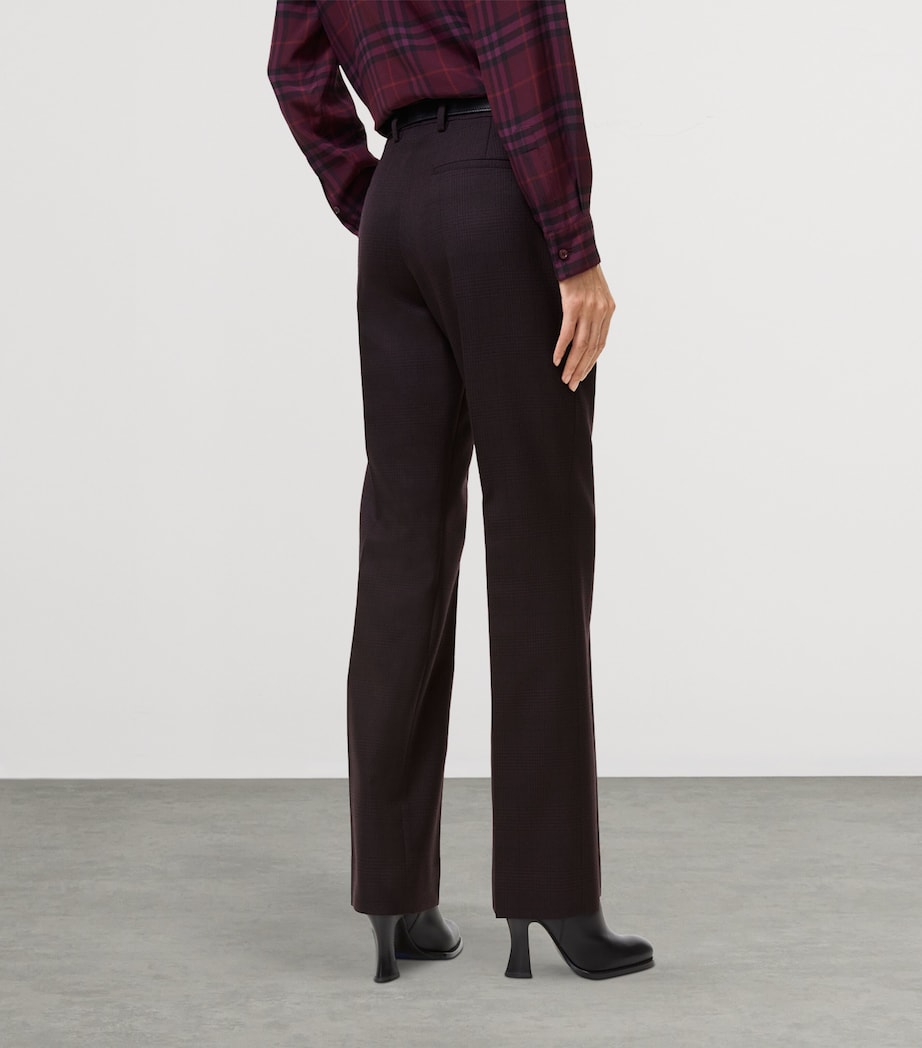 Burberry Womens Wool Check Tailored Trousers Dark Pelt Brown Chk Image 3