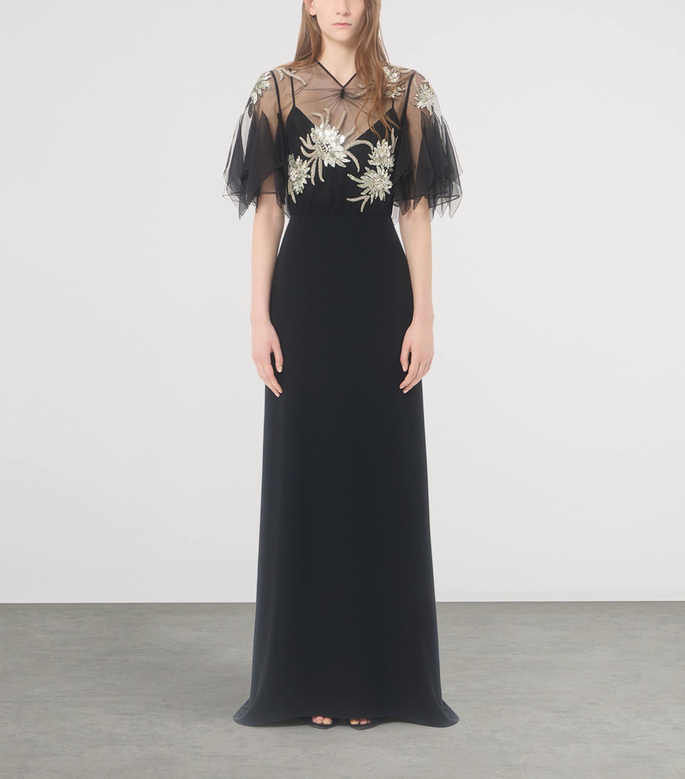 Valentino Womens Embellished Silk Cady Gown Nud Image 2