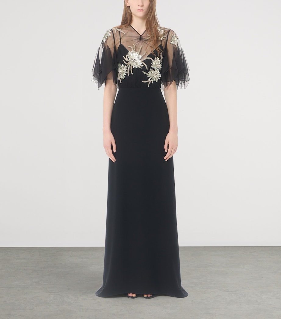 Valentino Womens Embellished Silk Cady Gown Nud Image 2