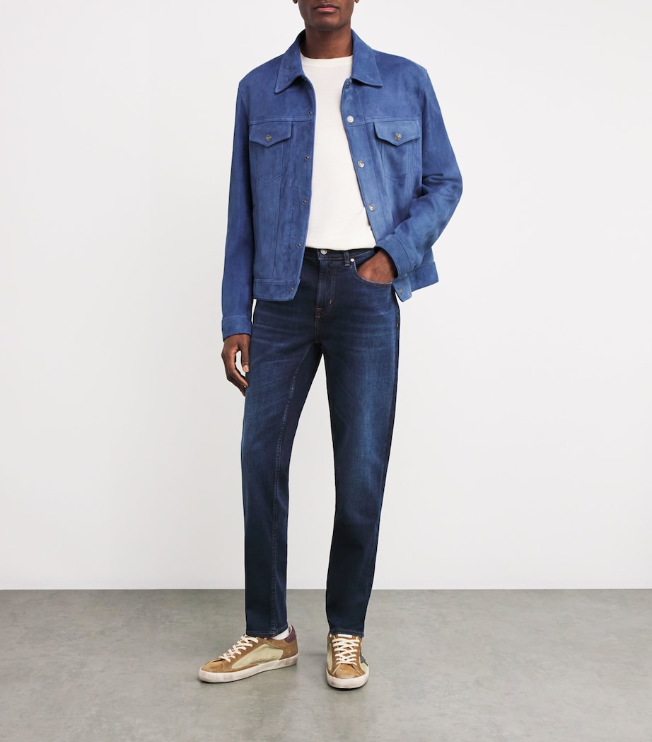 Suede Trucker Jacket DUSTY BLUE Image 2