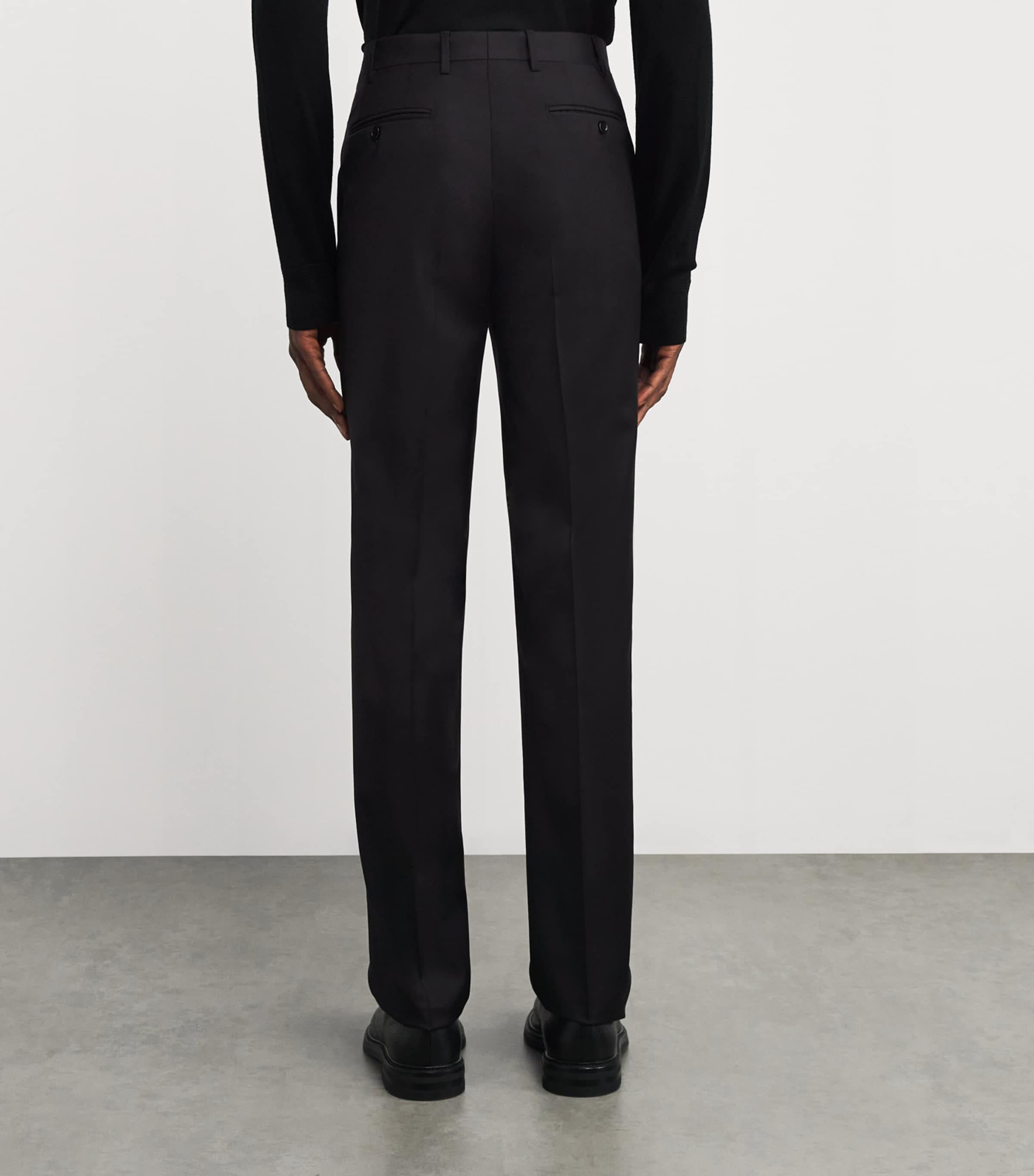 Wool Straight Trousers 10 BLACK Image 4