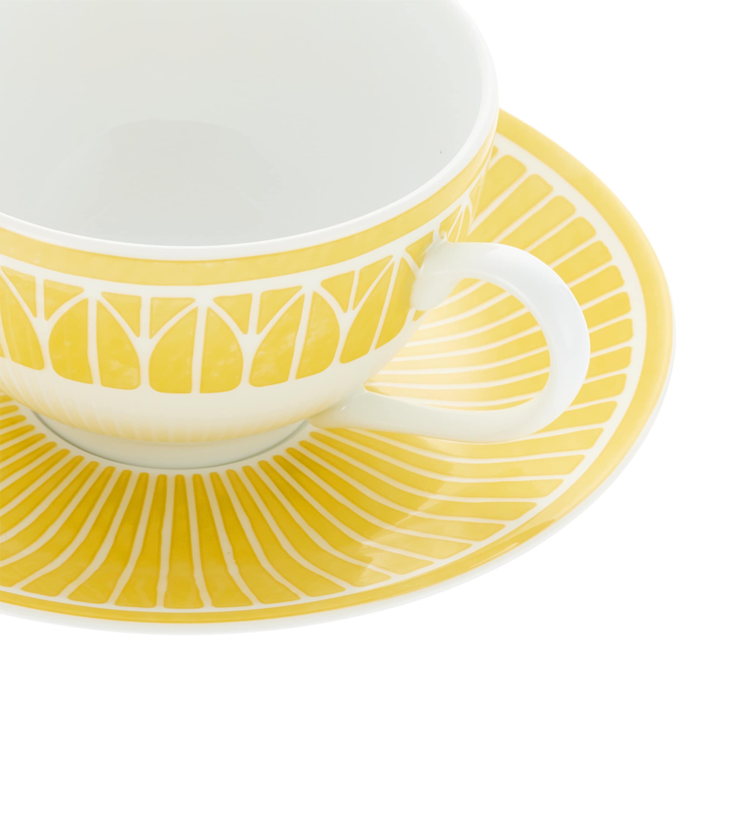 Christofle Porcelain Malmaison Riviera Teacup and Saucer White/yellow Image 4