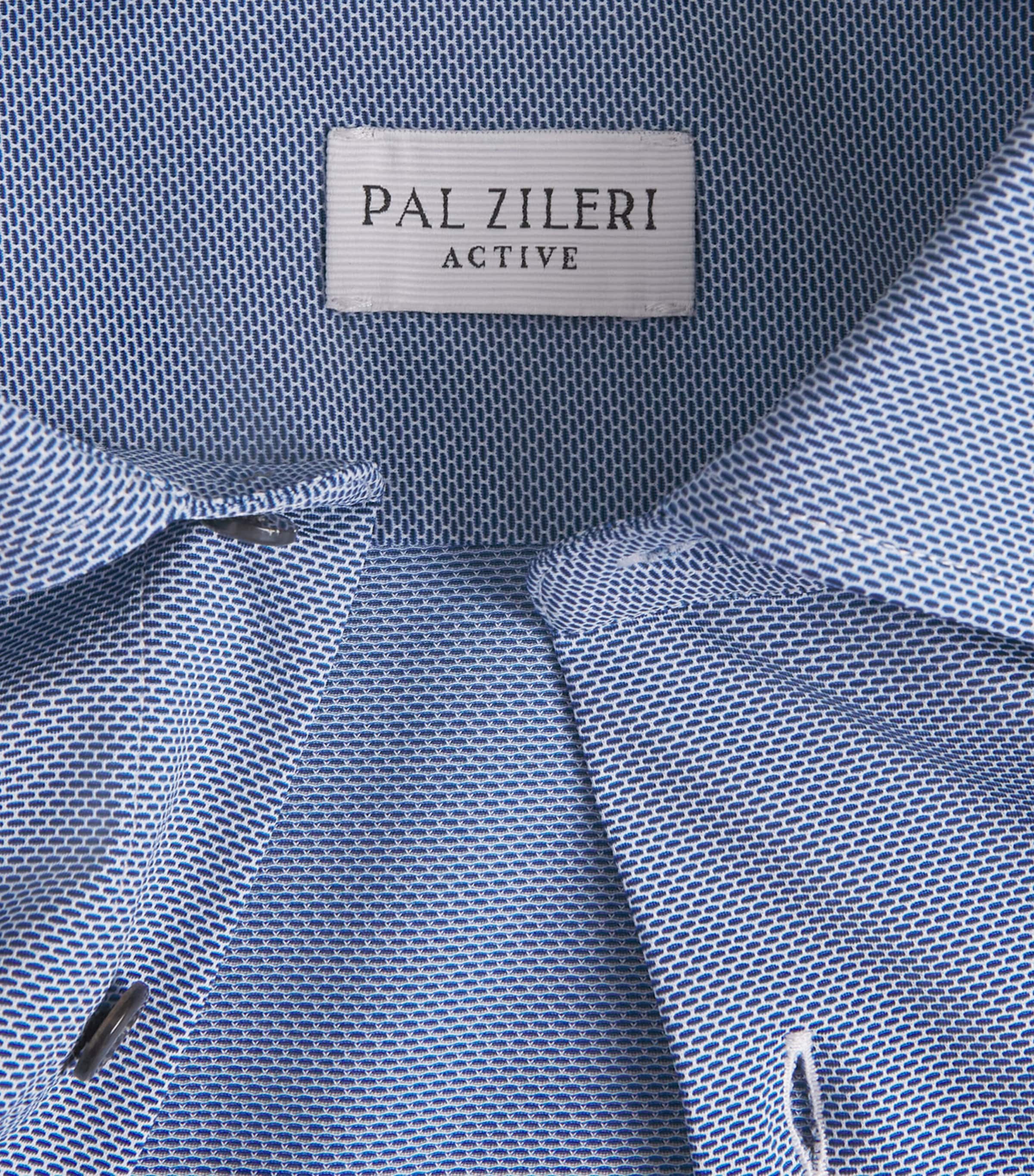 Pal Zileri Mens Jacquard Micro-Pattern Shirt Light Blue Image 7