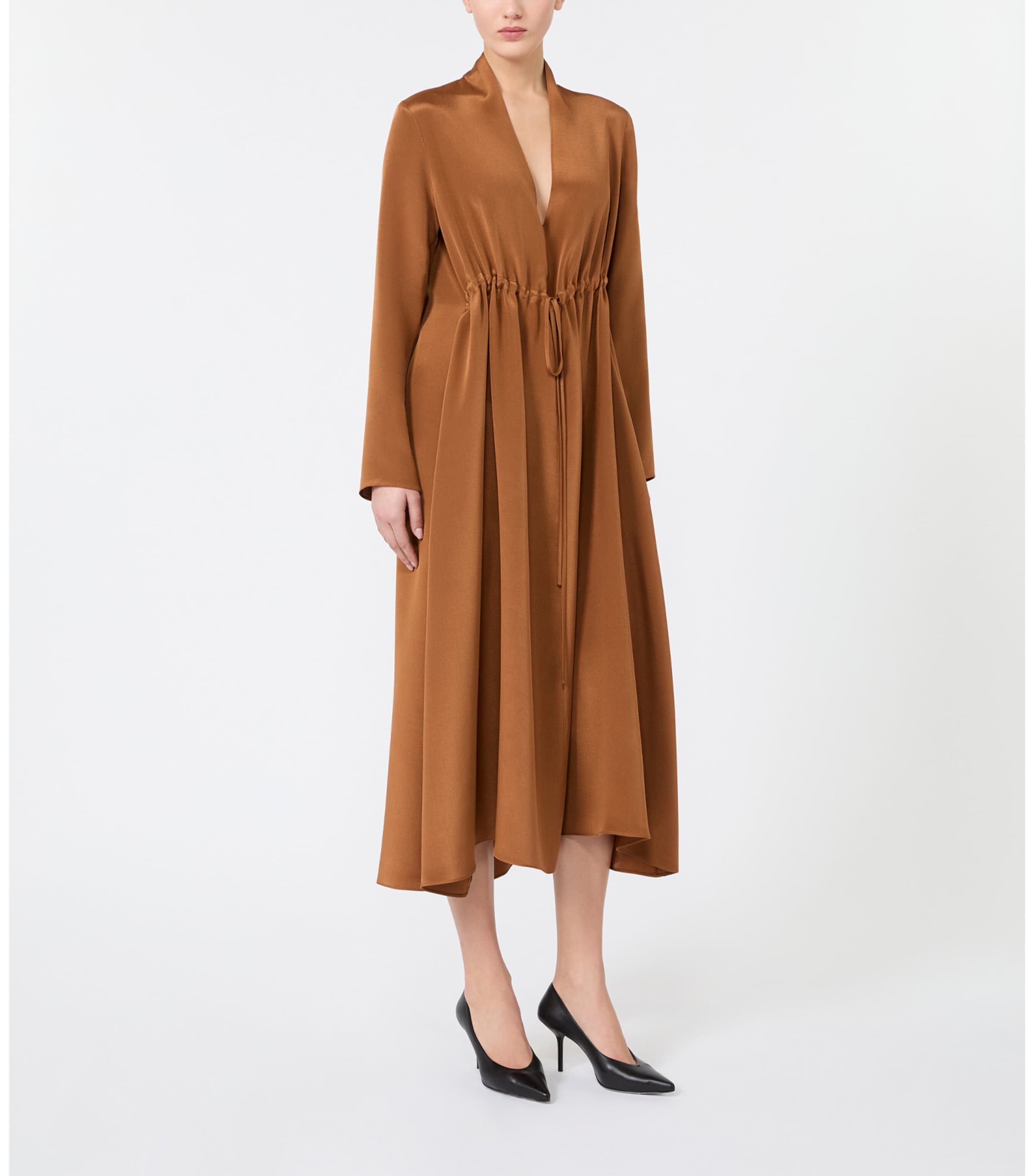 Max Mara Womens Silk Midi Dress Tobacco Image 2