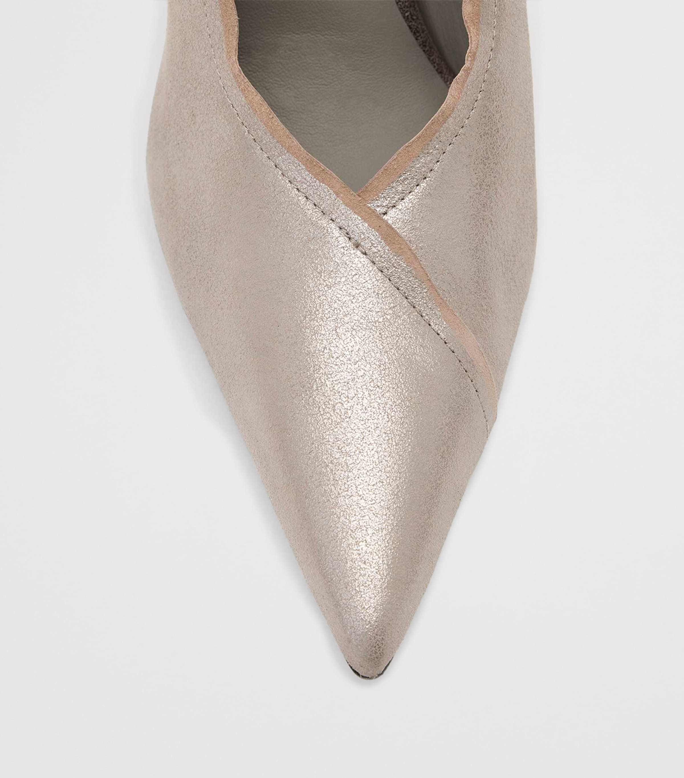 AllSaints Metallic Leather Vera Pumps 100 Silver Image 3