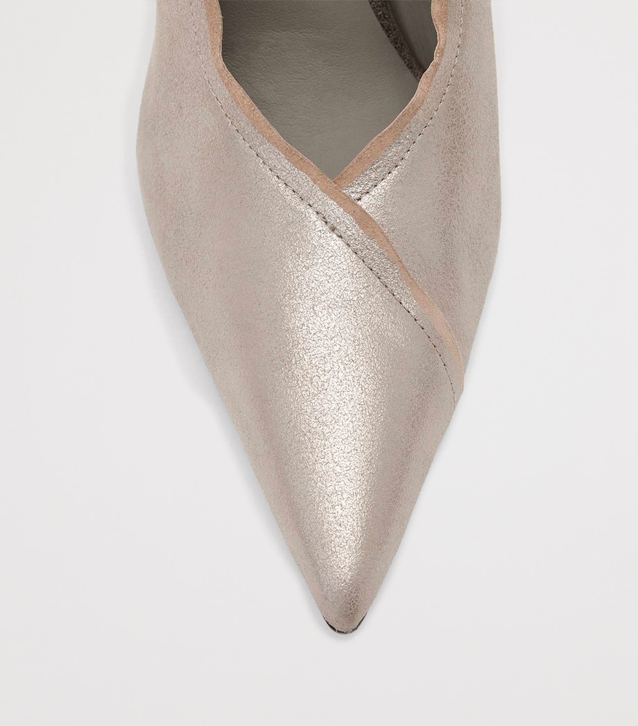 AllSaints Metallic Leather Vera Pumps 100 Silver Image 3