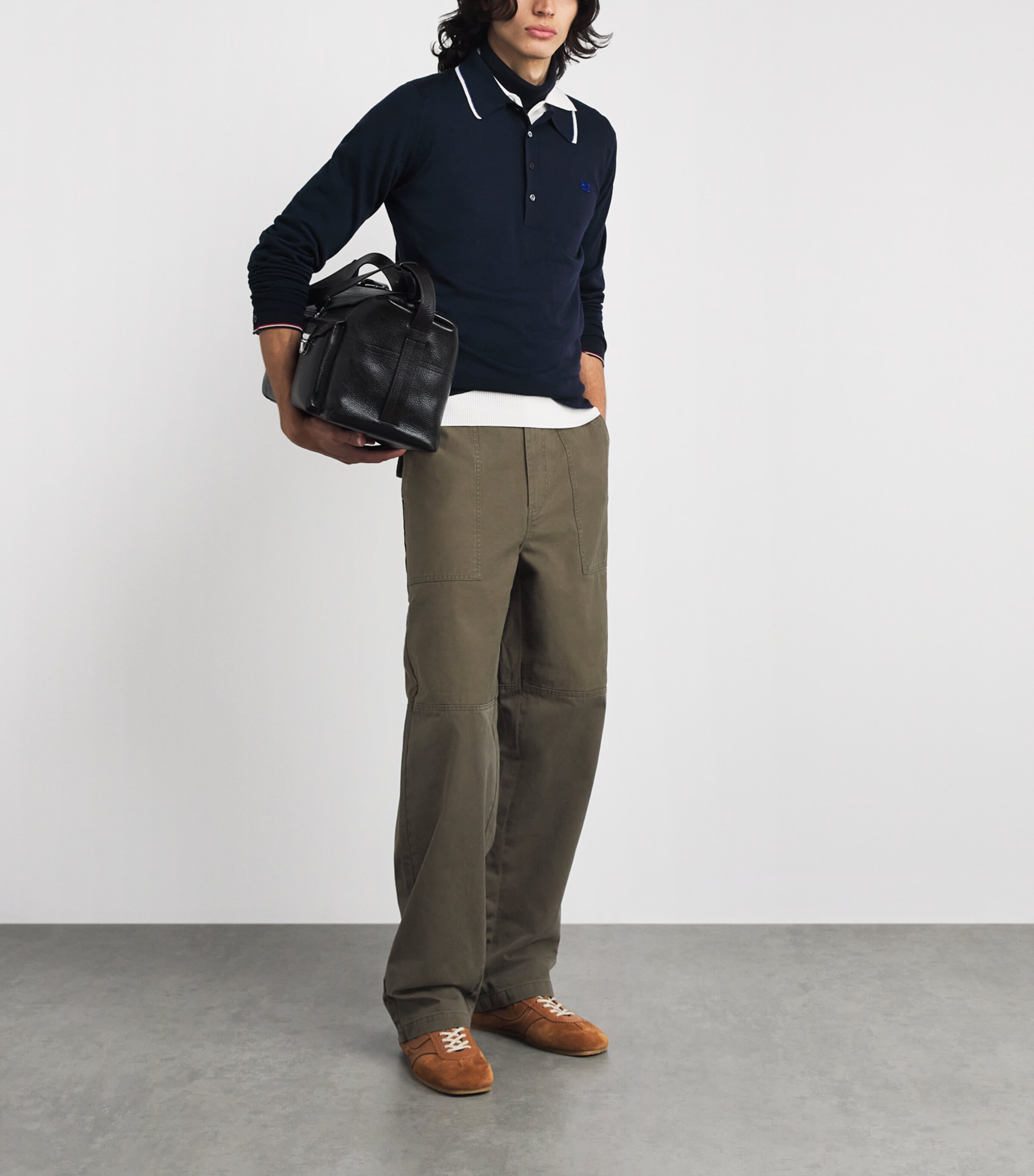 Wales Bonner Mens Organic Cotton Brixton Trousers Olive Image 2