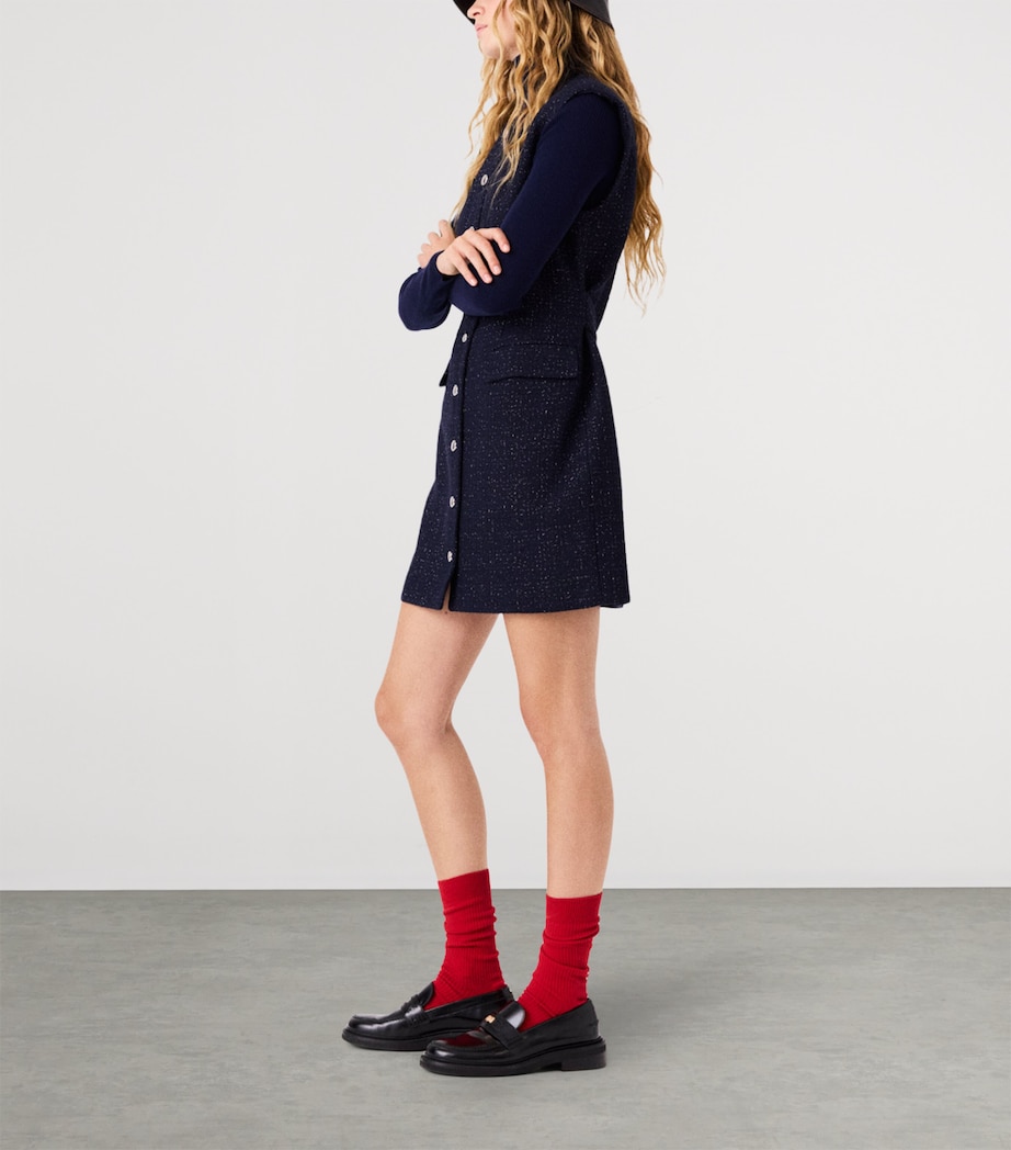 Maje Womens Lurex Tweed Mini Dress Navy Image 3