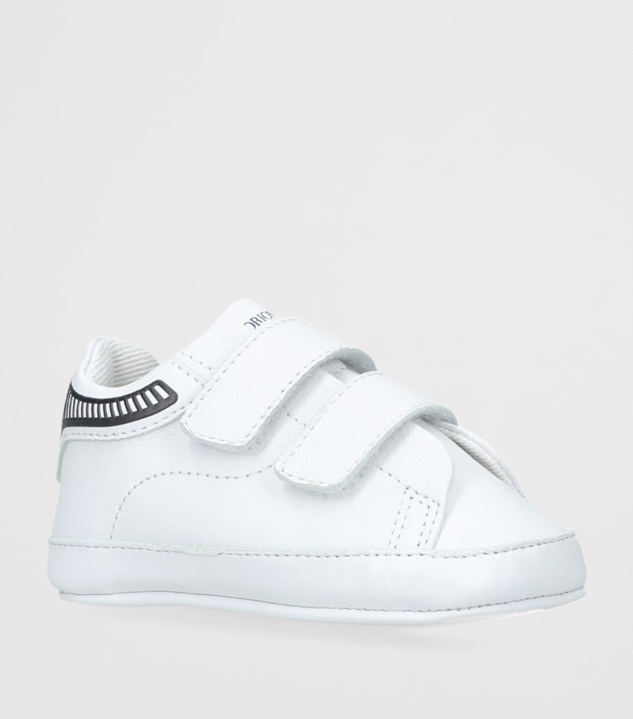 Leather Velcro Crib Sneakers WHITE/BLK Image 3