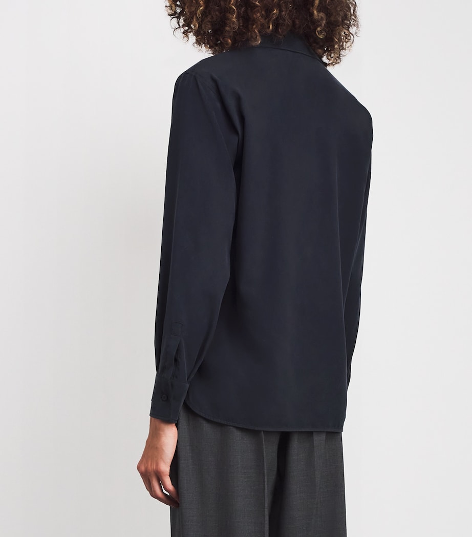 Silk V-Neck Collared Shirt ULTRAMARINE Image 4