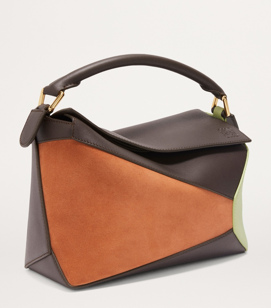 LOEWE Small Leather Puzzle Edge Top-Handle Bag Chocolate/tan Image 2