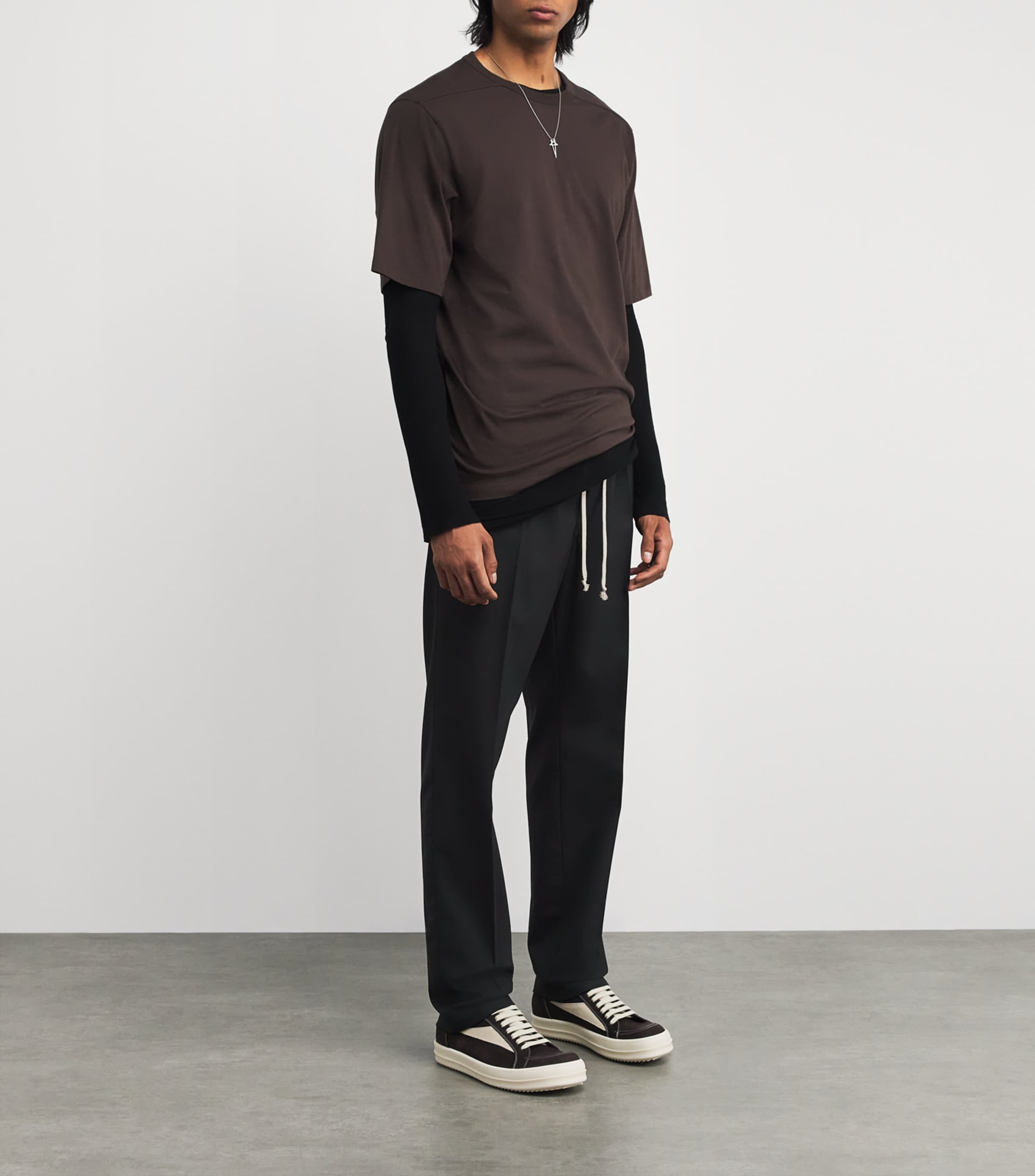 Stretch-Wool Drawstring Trousers BLACK Image 2