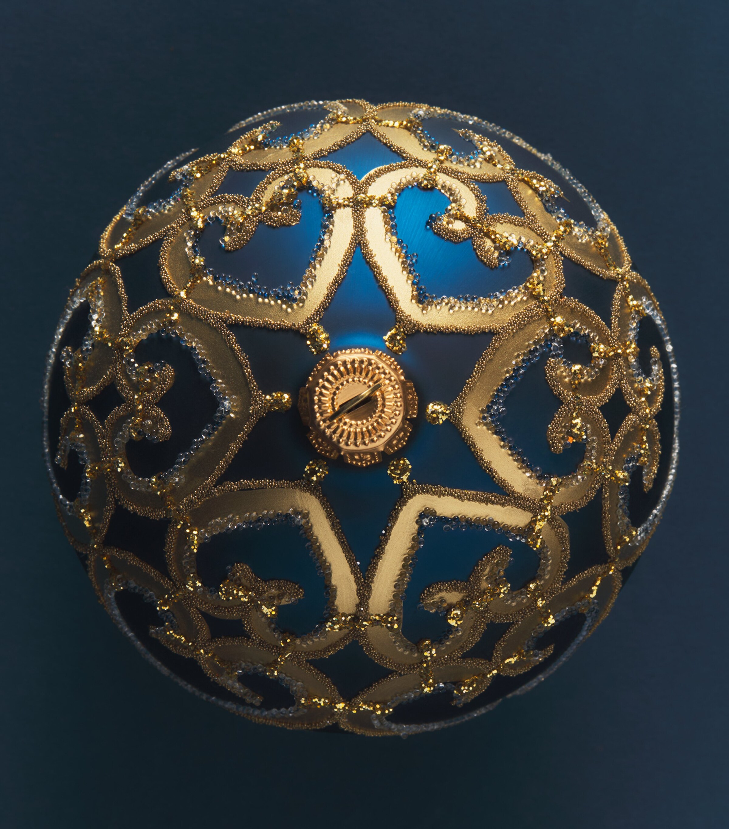 Harrods Glass Bead-Embellished Swirl Bauble Blue Image 2